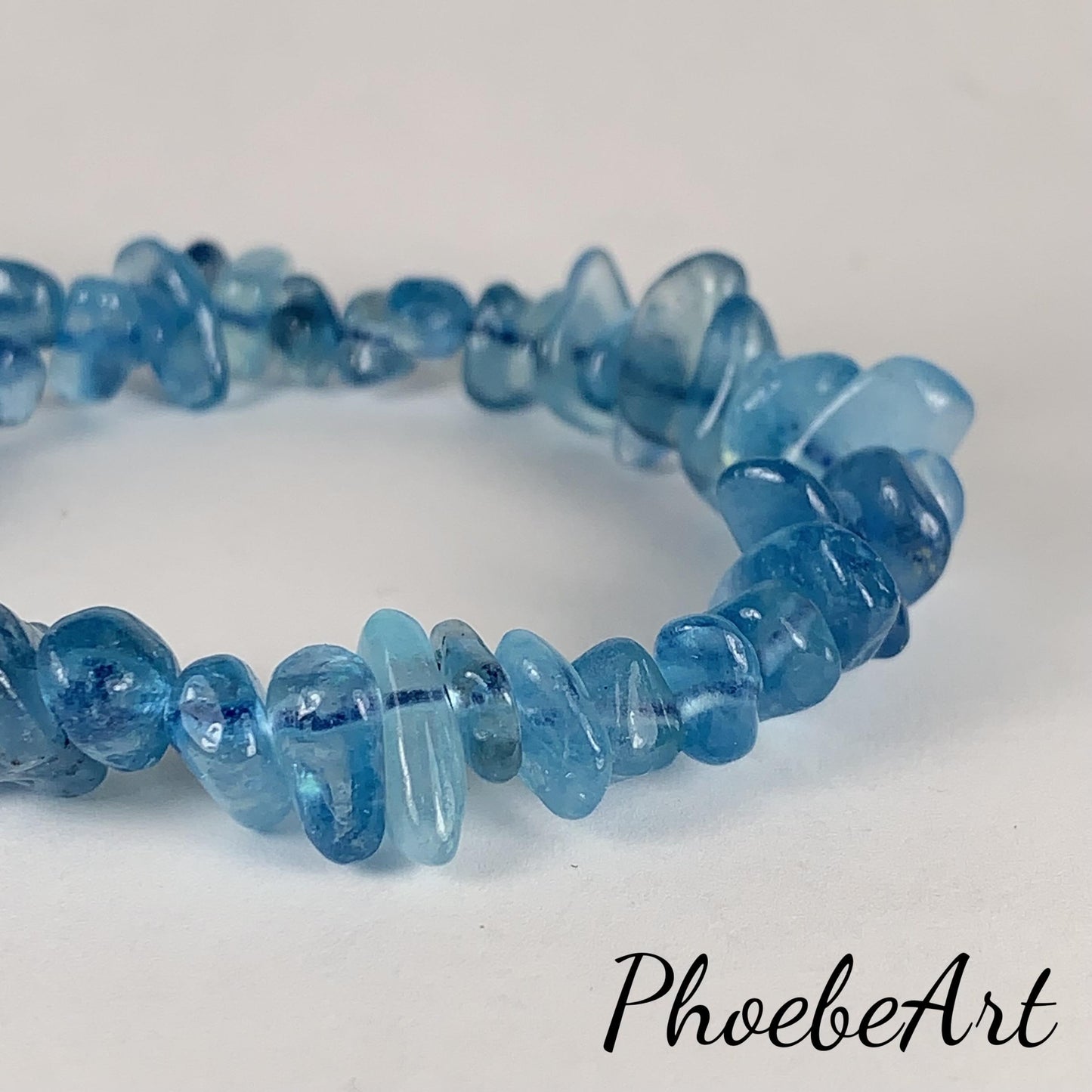 Natural Aquamarine Chip Bracelet: Deep Blue Gemstone, Freeform Beads