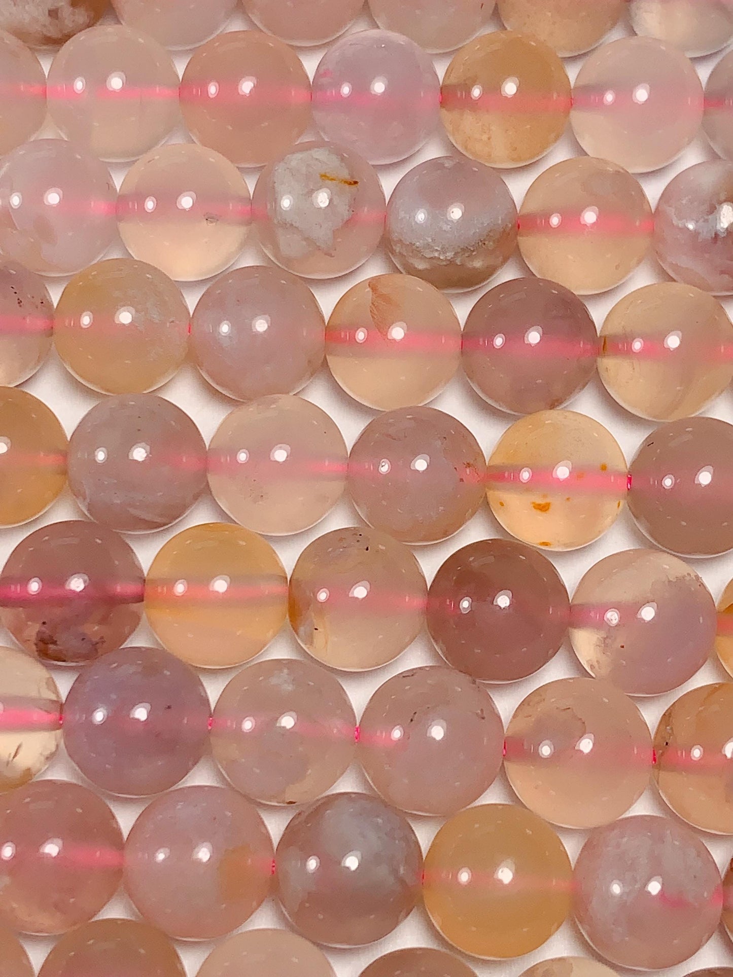 8mm Blossom Agate Beads: Pink, Purple, Yellow Gemstone Strand