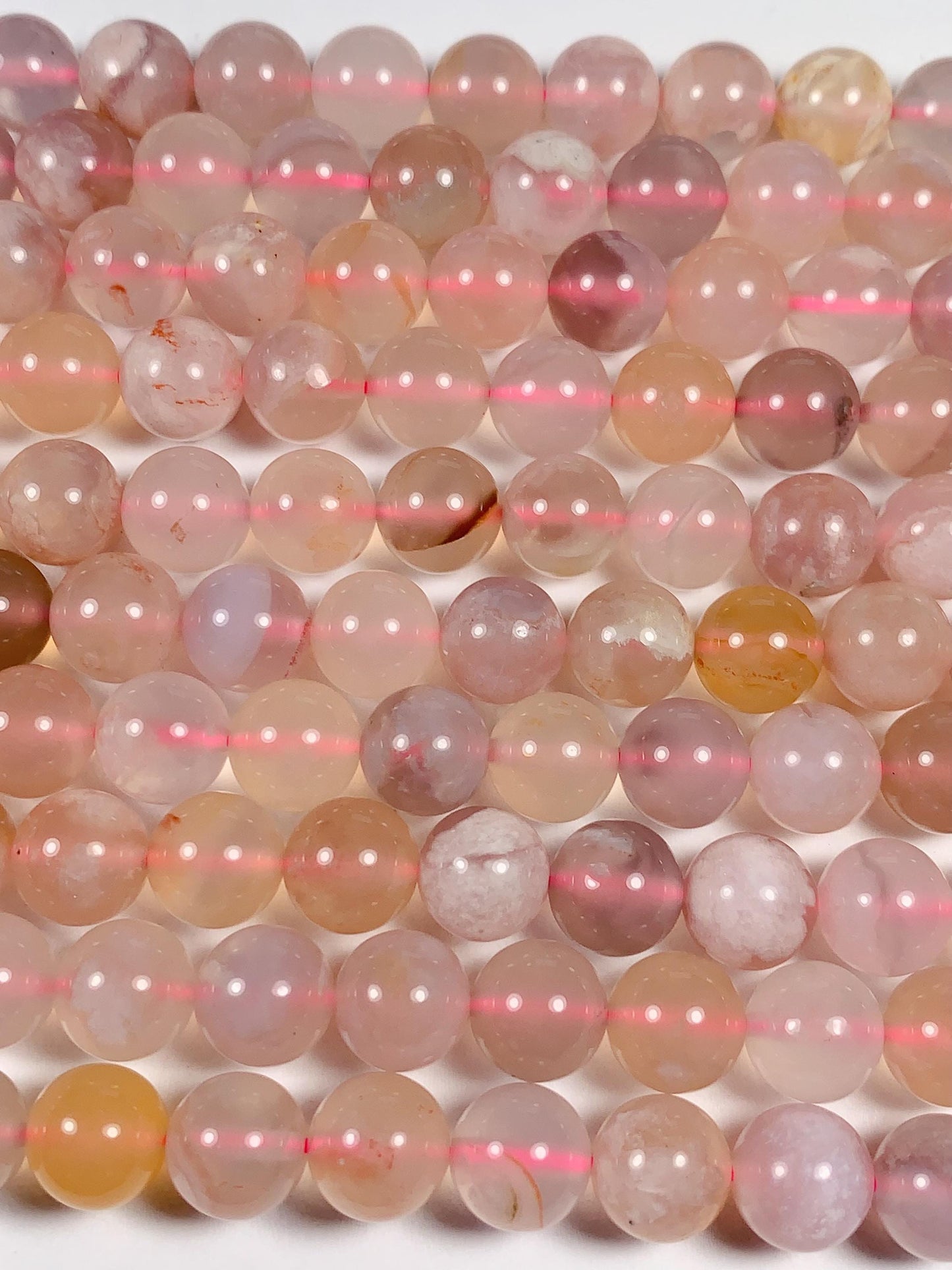 8mm Blossom Agate Beads: Pink, Purple, Yellow Gemstone Strand