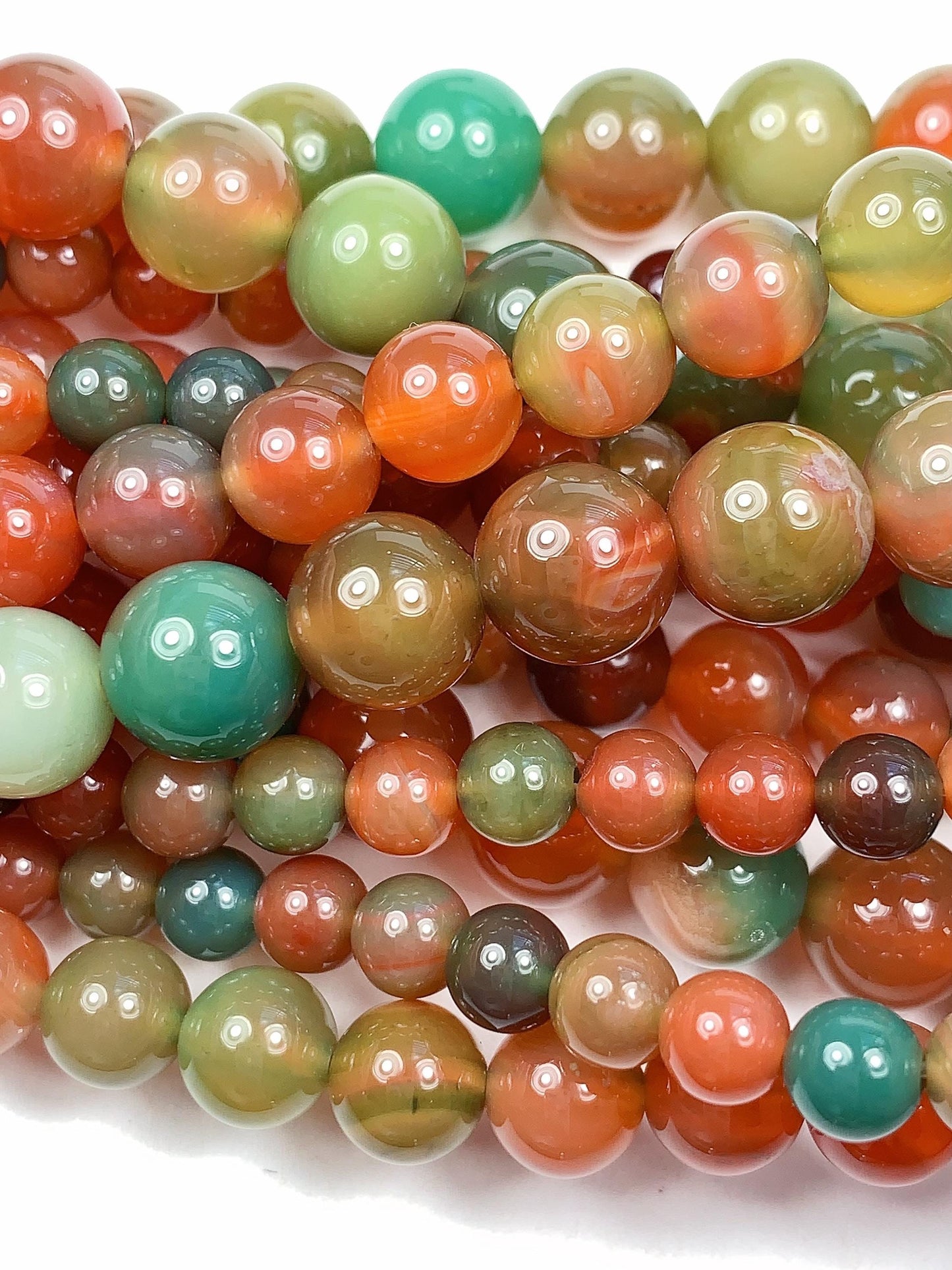 Deep Red Agate Smooth Round Beads: Natural Gemstone Strand