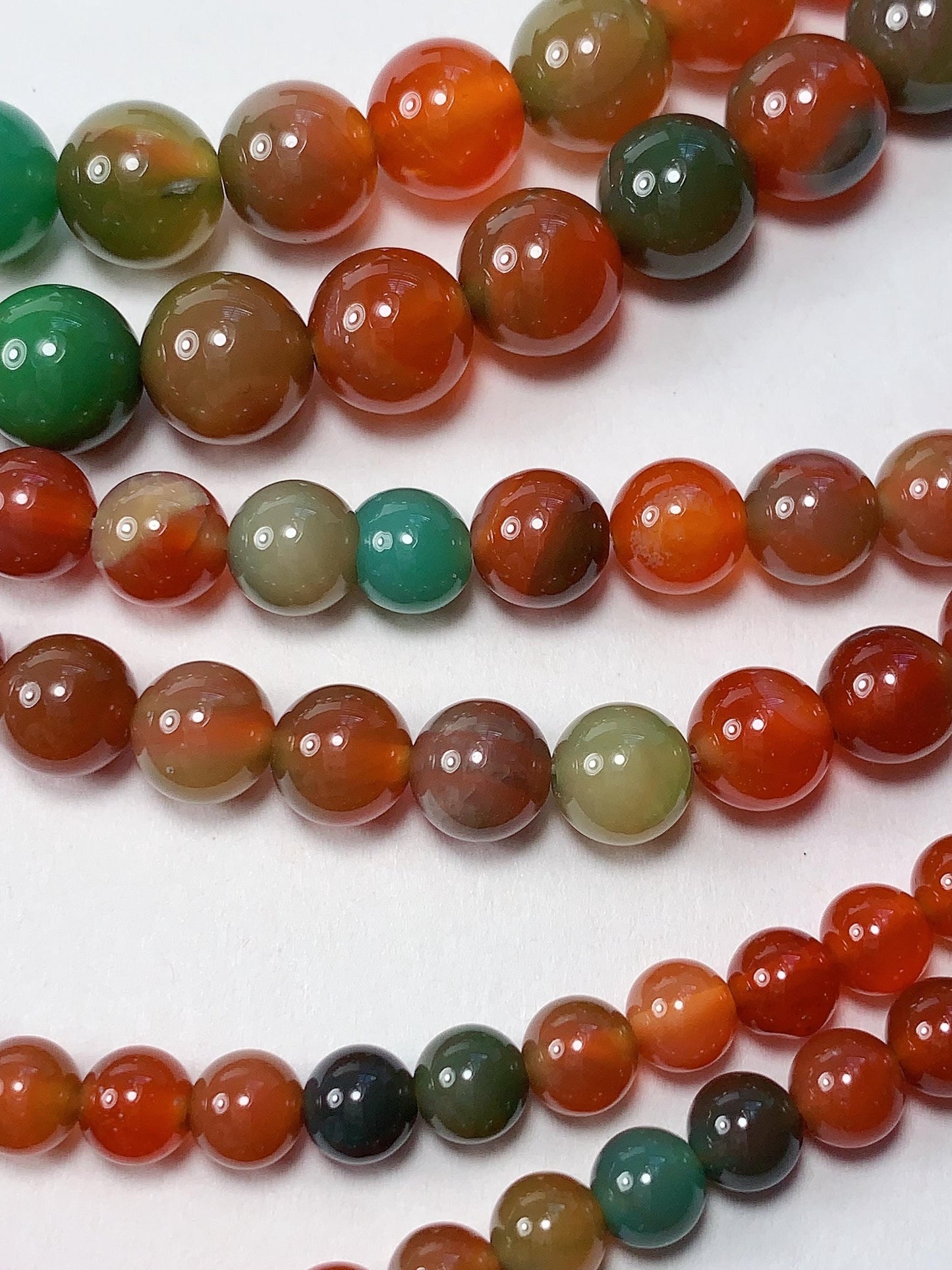Deep Red Agate Smooth Round Beads: Natural Gemstone Strand