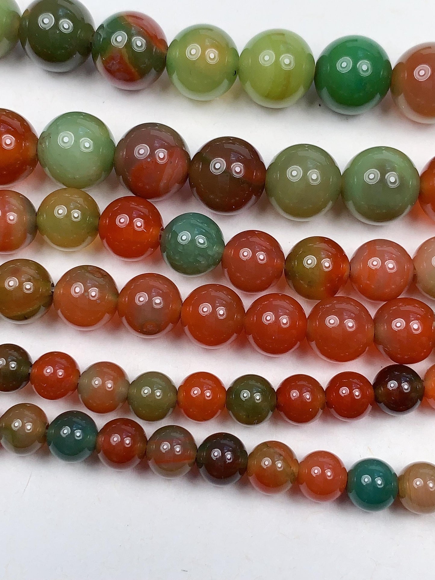 Deep Red Agate Smooth Round Beads: Natural Gemstone Strand