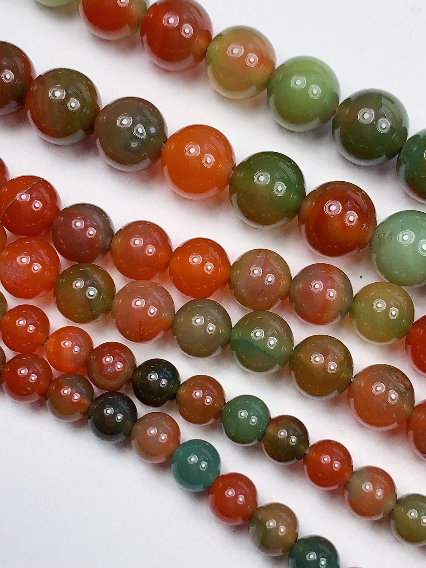 Deep Red Agate Smooth Round Beads: Natural Gemstone Strand