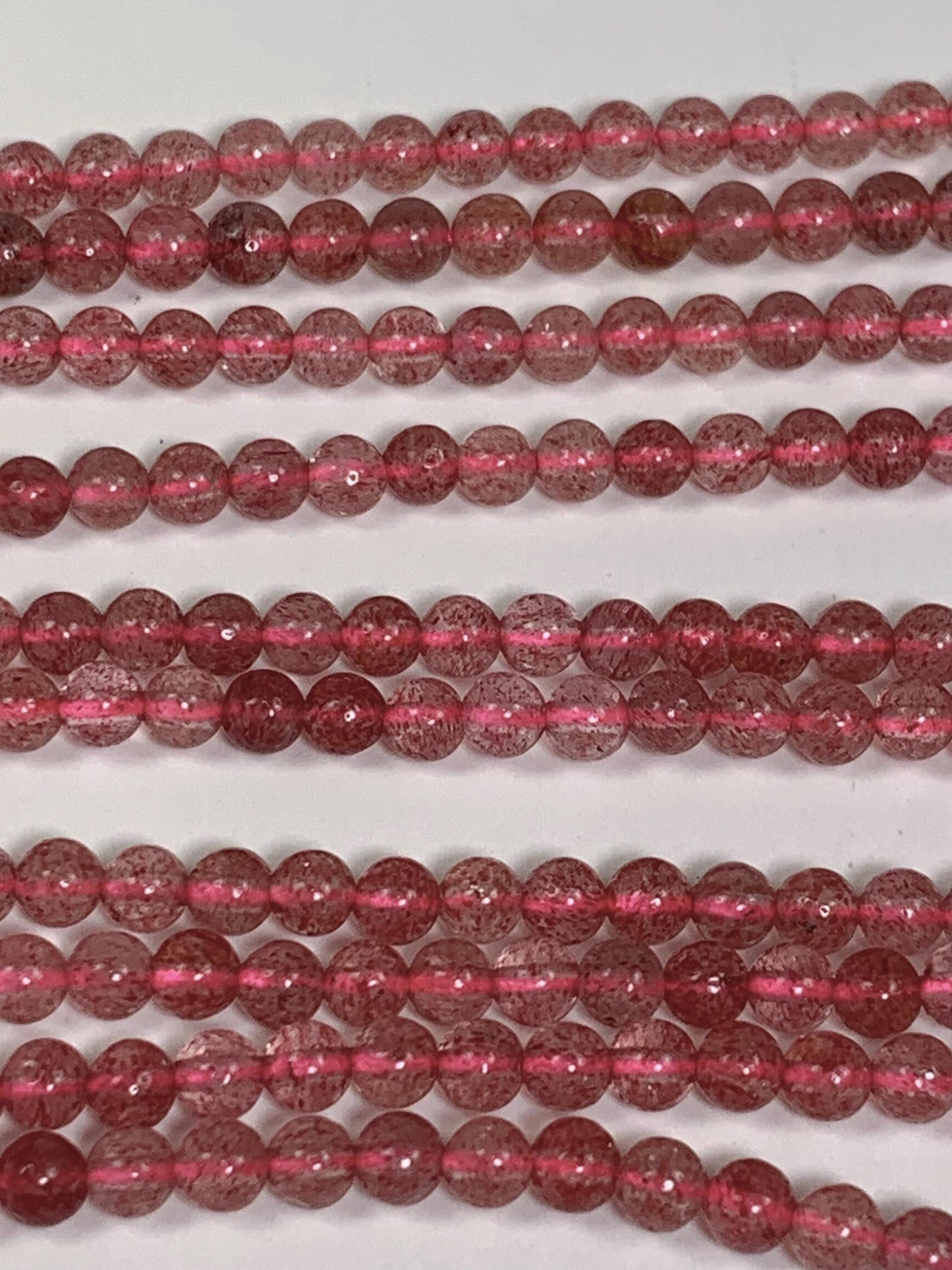 Natural Genuine Red Strawberry Quartz Smooth Round Beads 15.5" Strand Gemstone 4mm