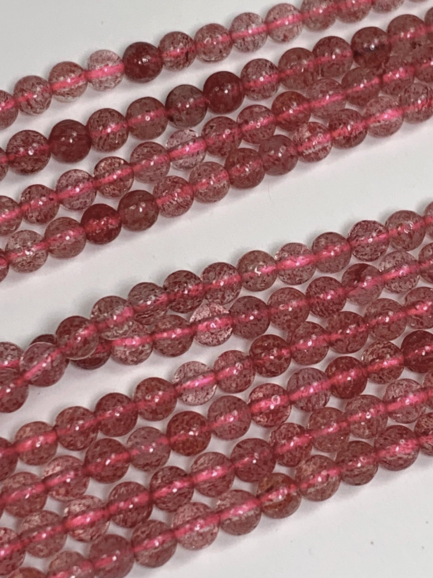 Natural Genuine Red Strawberry Quartz Smooth Round Beads 15.5" Strand Gemstone 4mm