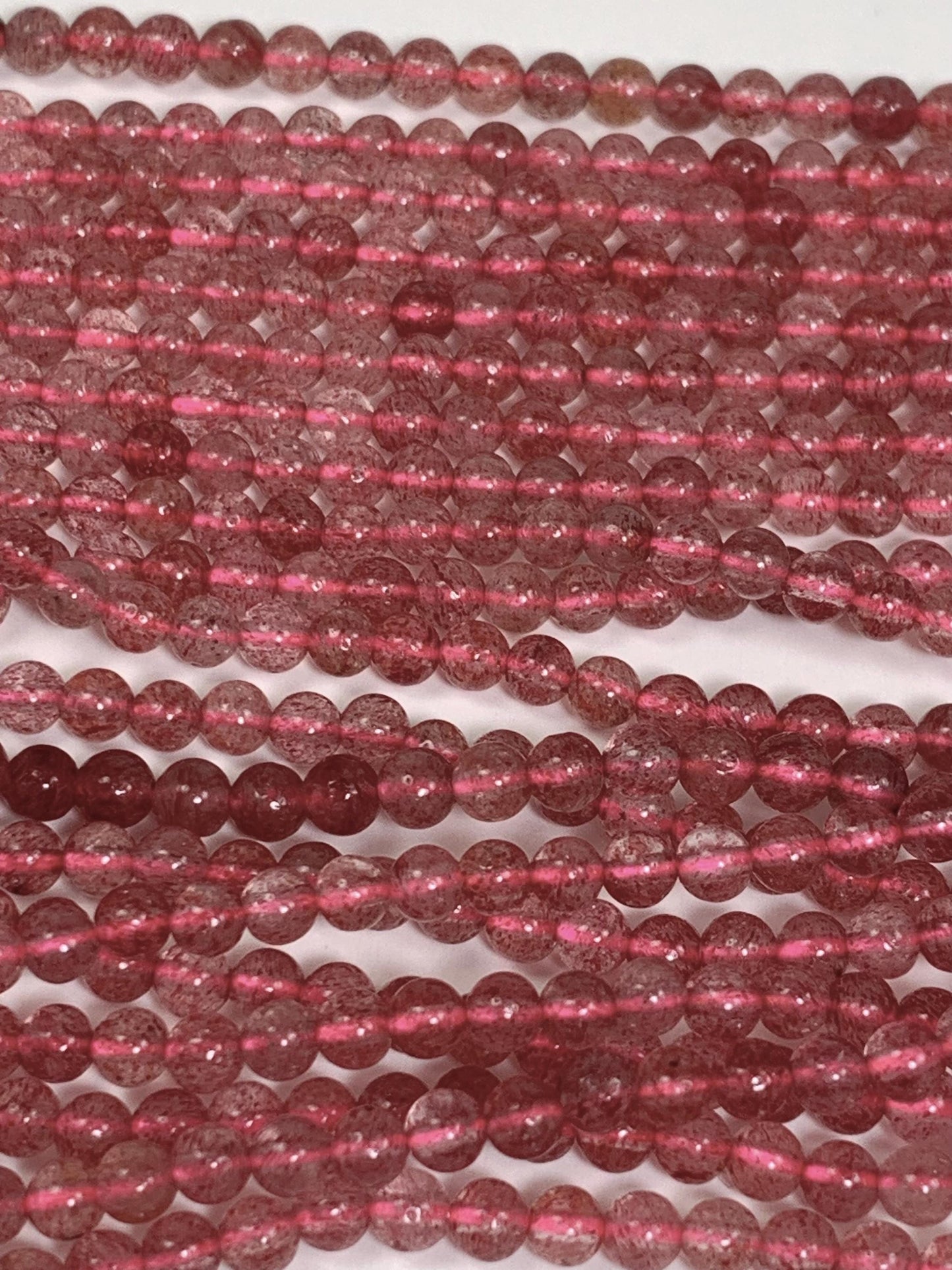 Natural Genuine Red Strawberry Quartz Smooth Round Beads 15.5" Strand Gemstone 4mm