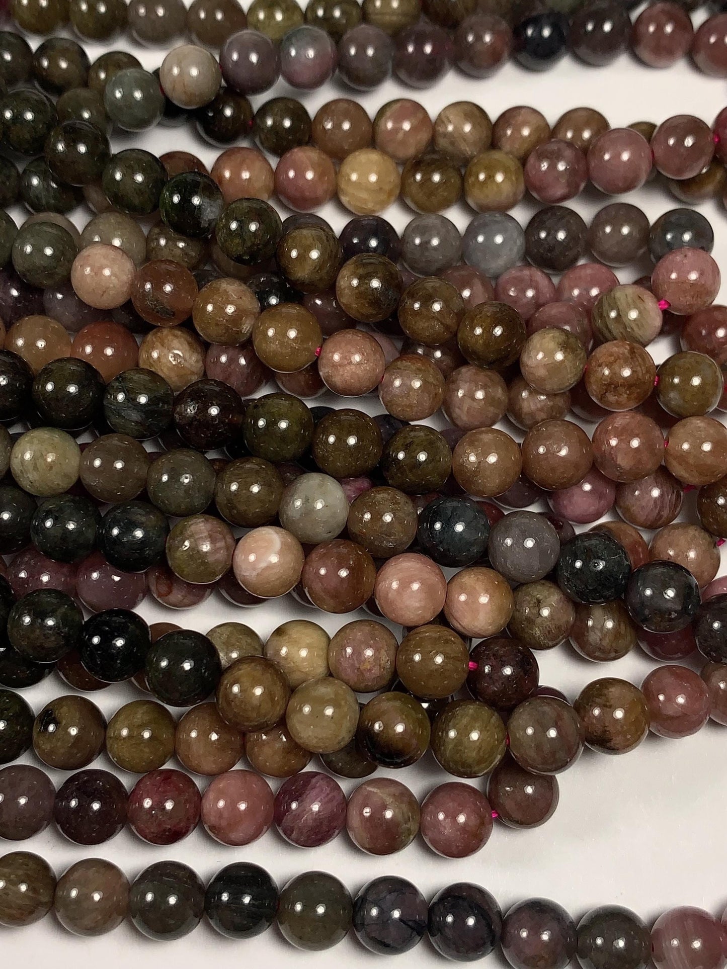 Rainbow Tourmaline Smooth Round Beads Strand: Natural Gemstone, 6mm 8mm 10mm 12mm