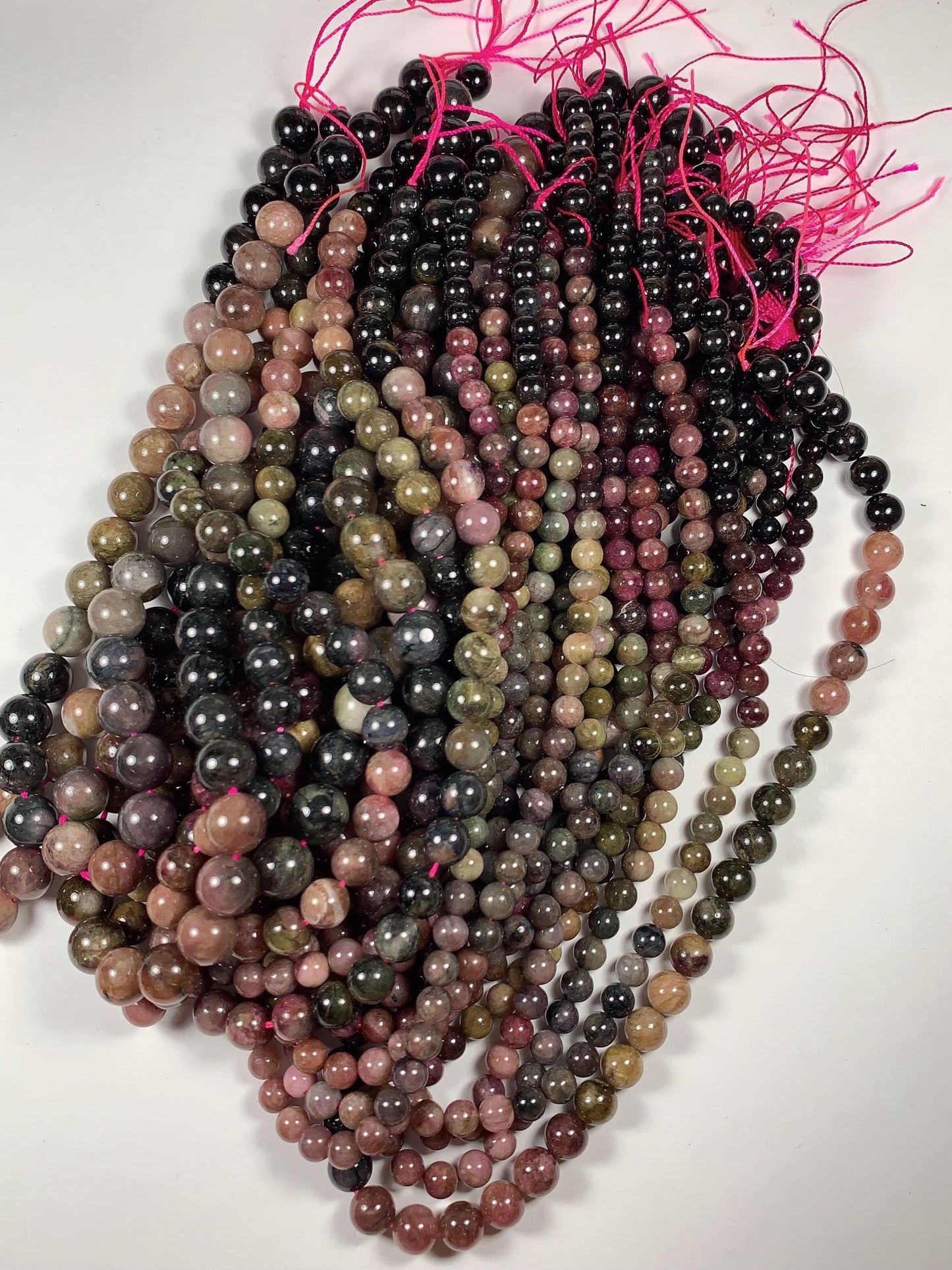 Rainbow Tourmaline Smooth Round Beads Strand: Natural Gemstone, 6mm 8mm 10mm 12mm