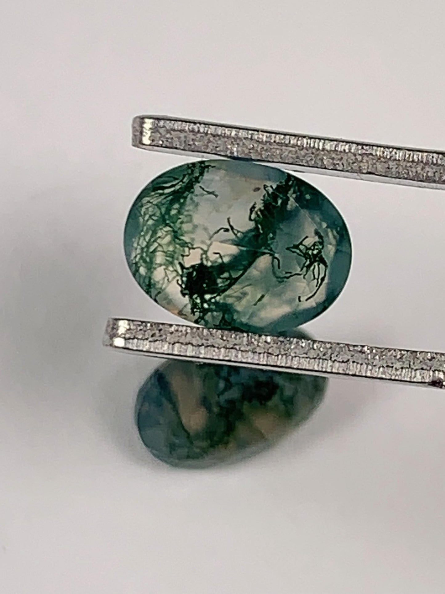 AAA Green Moss Agate Gemstone: 8x6mm Faceted Oval Cut