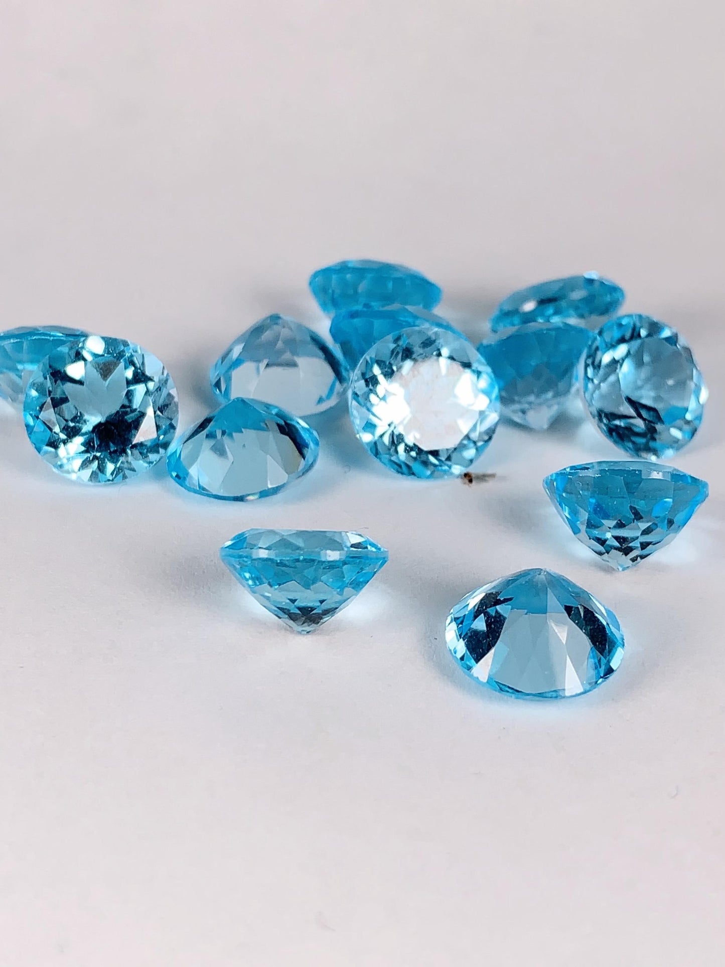 11mm Grade AAA Genuine Natural Blue Topaz  Loose Gems Gemstone faceted round cut