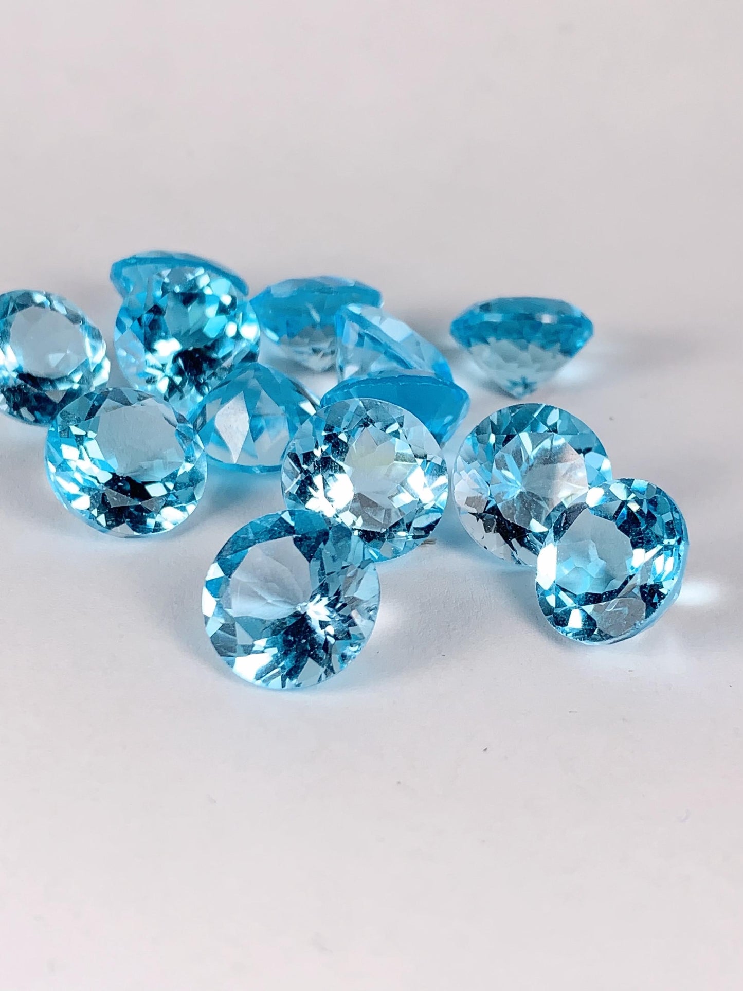 11mm Grade AAA Genuine Natural Blue Topaz  Loose Gems Gemstone faceted round cut