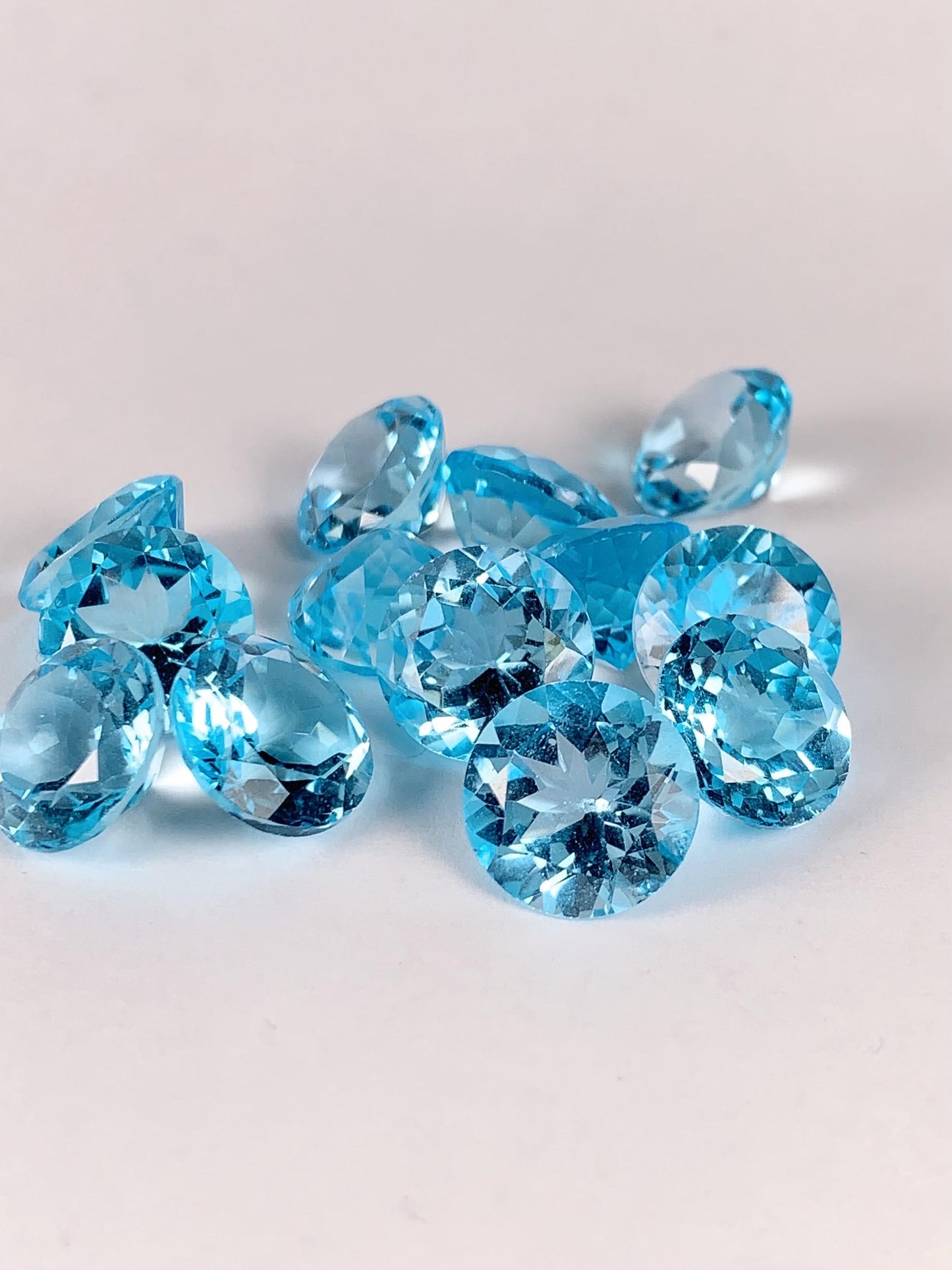 11mm Grade AAA Genuine Natural Blue Topaz  Loose Gems Gemstone faceted round cut