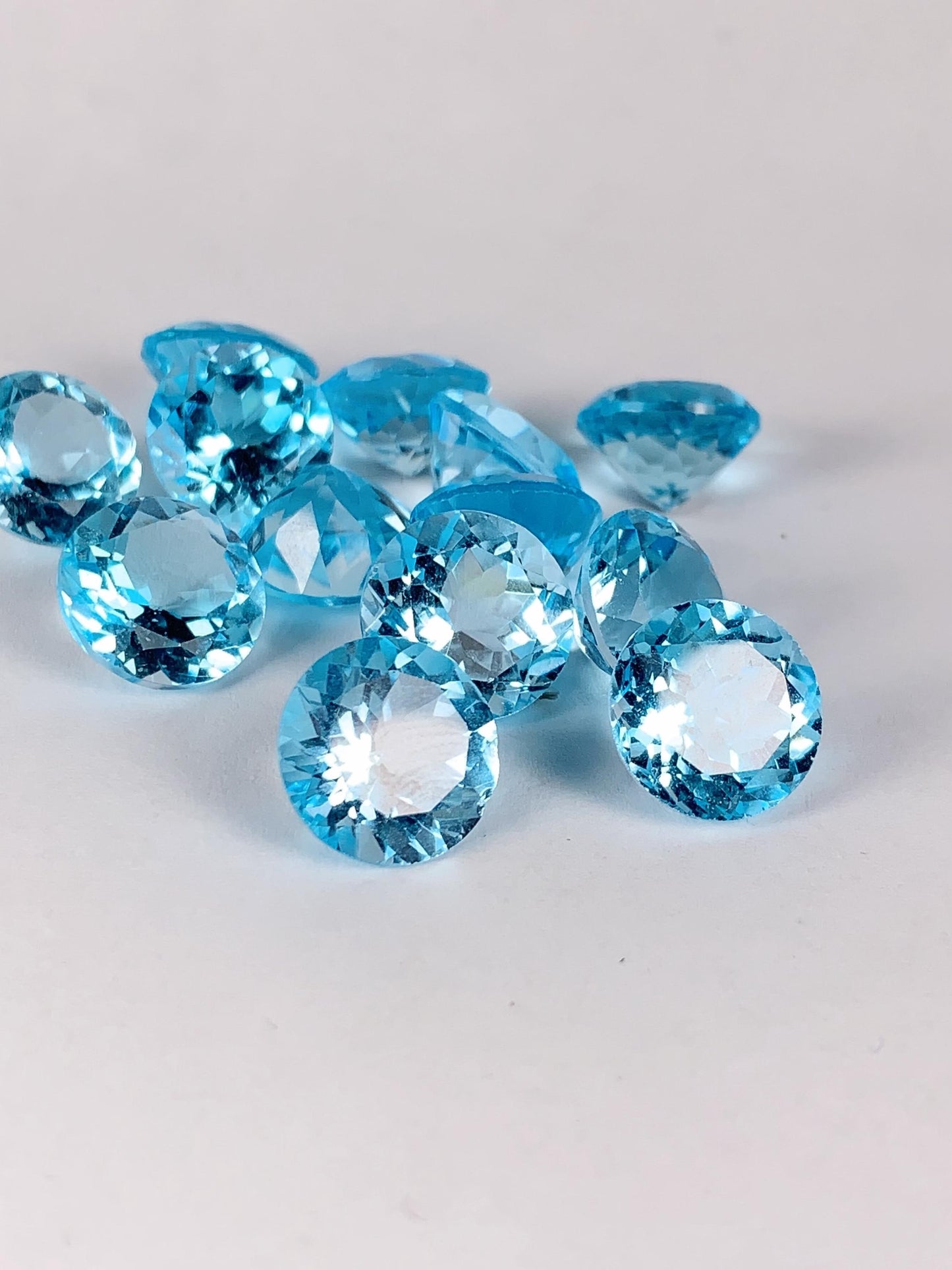 11mm Grade AAA Genuine Natural Blue Topaz  Loose Gems Gemstone faceted round cut