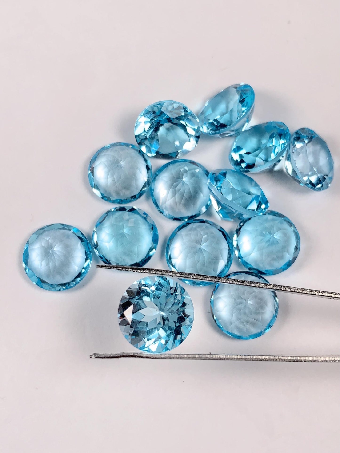 11mm Grade AAA Genuine Natural Blue Topaz  Loose Gems Gemstone faceted round cut