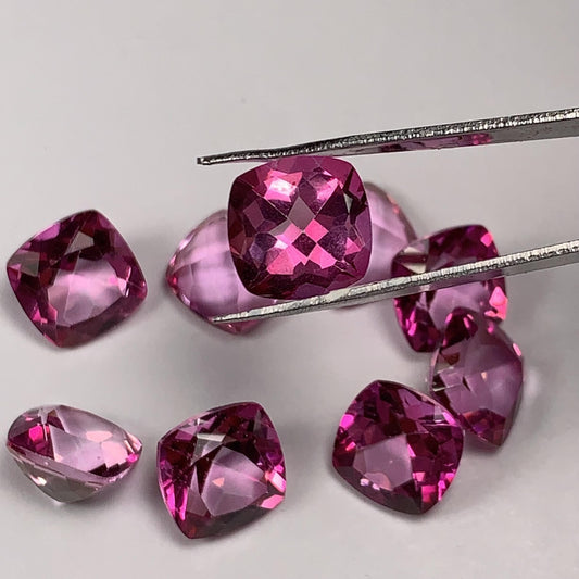 9mm Genuine Natural Pink Topaz ( foil) Loose Gems Gemstone faceted Square cut