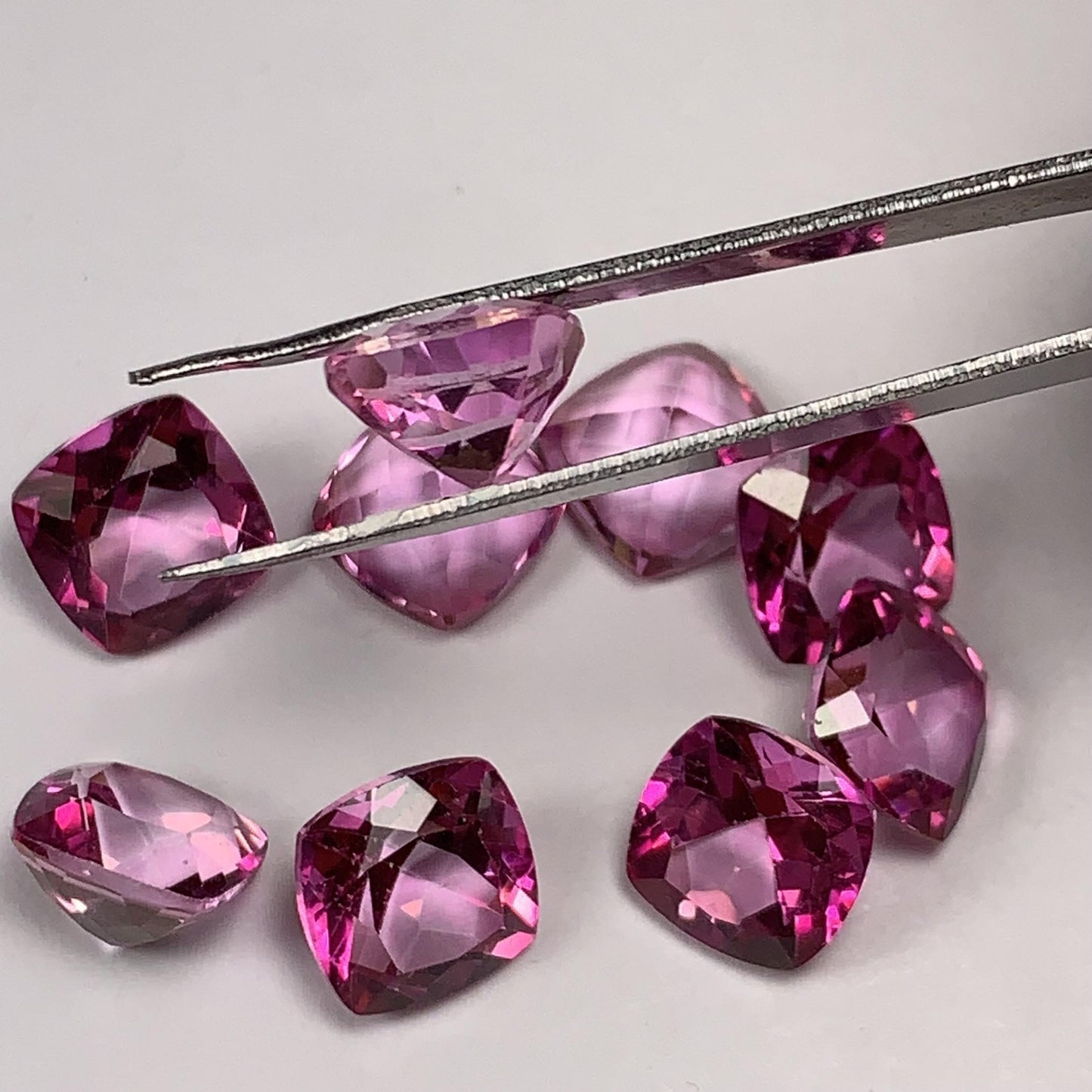 9mm Genuine Natural Pink Topaz ( foil) Loose Gems Gemstone faceted Square cut