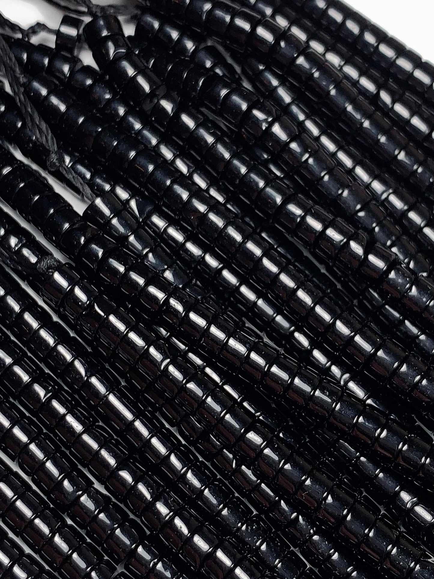 2x4mm Natural Black Obsidian Heishi Disc Beads 15 Strand Gemstone