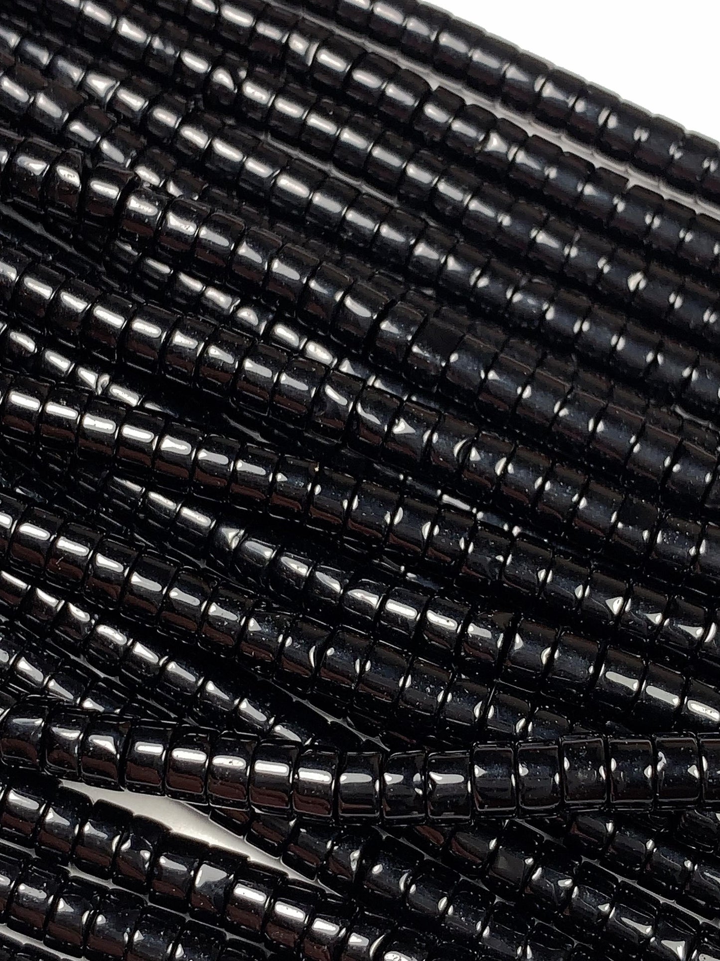2x4mm Natural Black Obsidian Heishi Disc Beads 15 Strand Gemstone