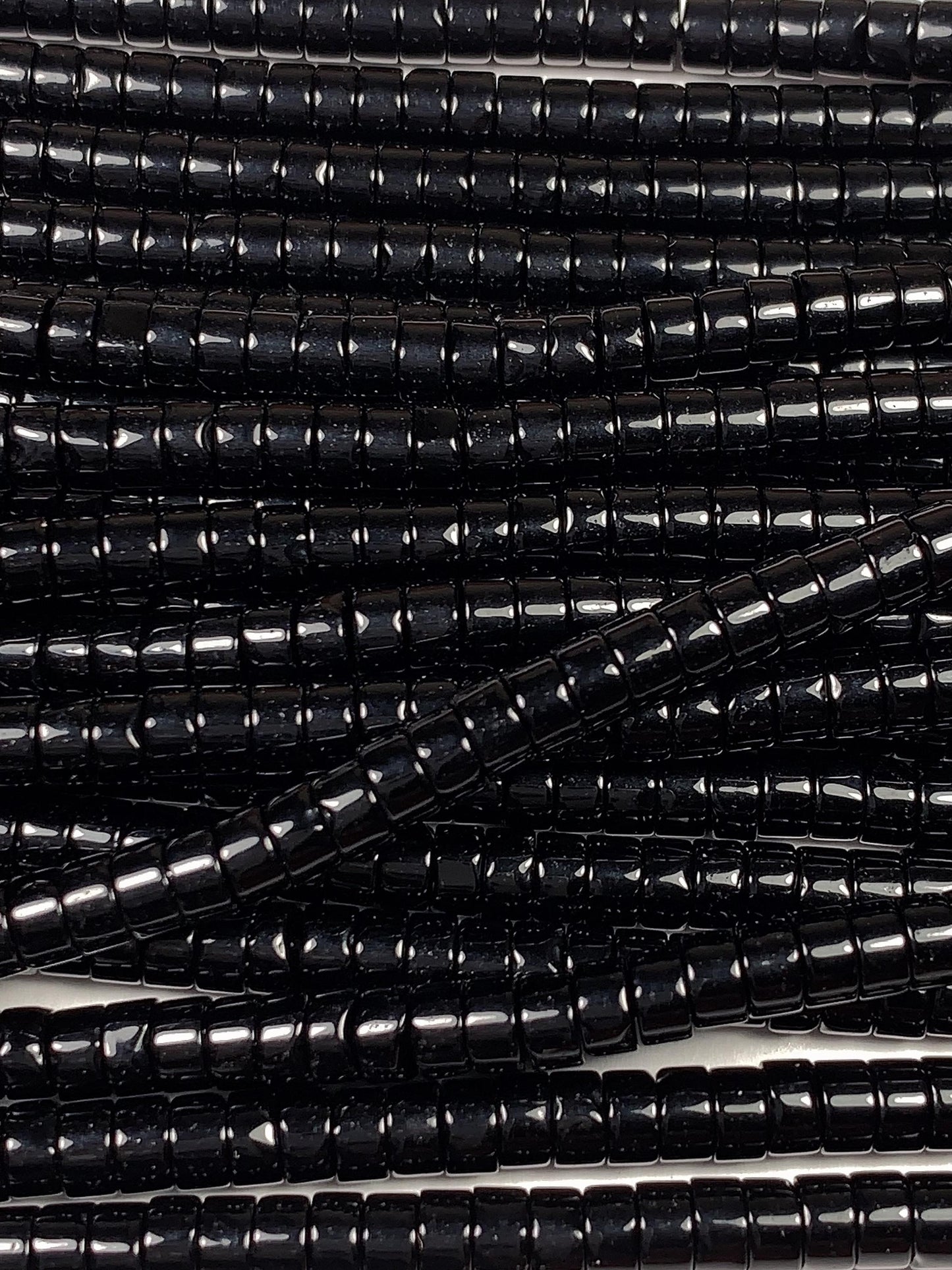 2x4mm Natural Black Obsidian Heishi Disc Beads 15 Strand Gemstone