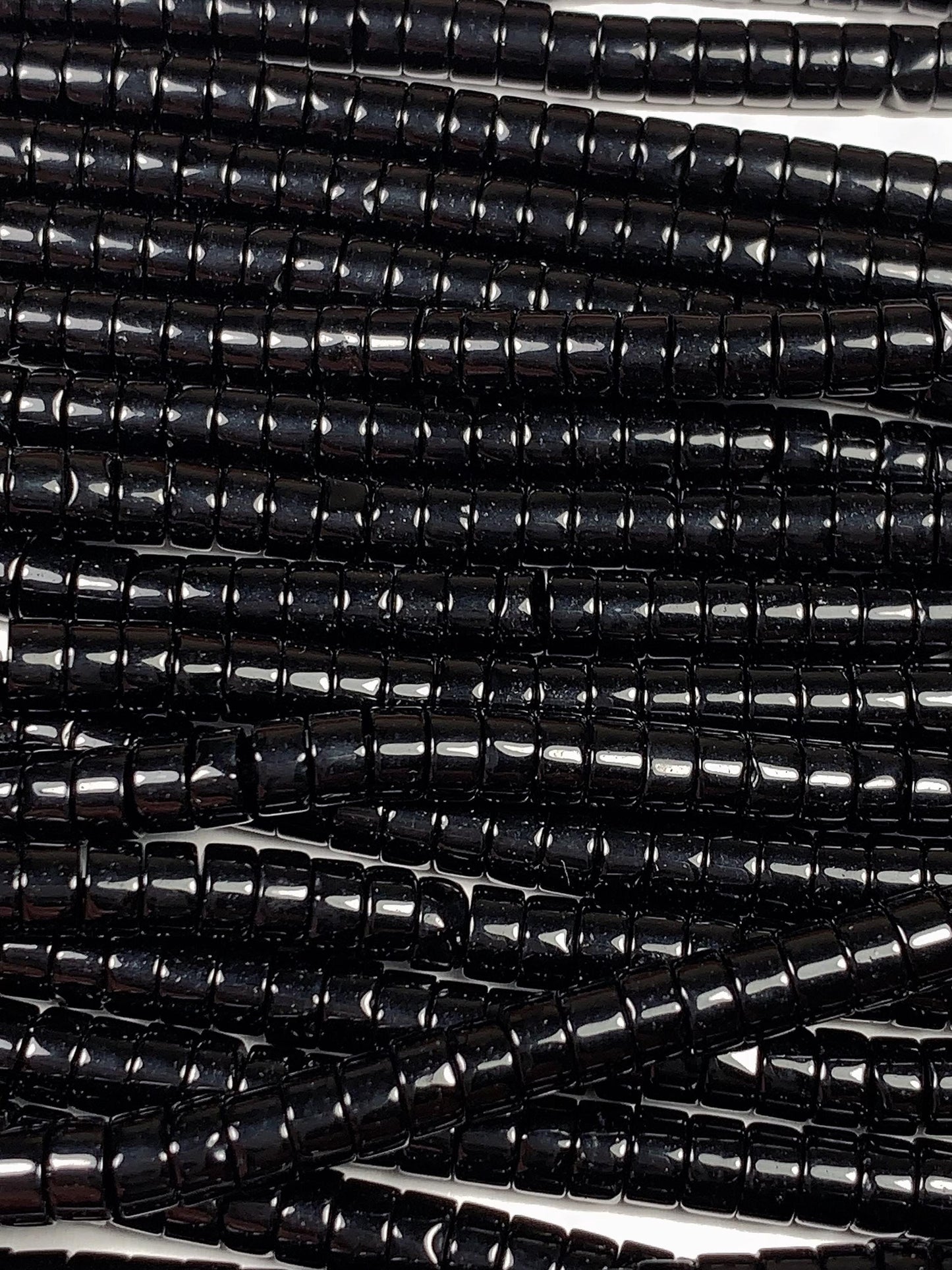 2x4mm Natural Black Obsidian Heishi Disc Beads 15 Strand Gemstone