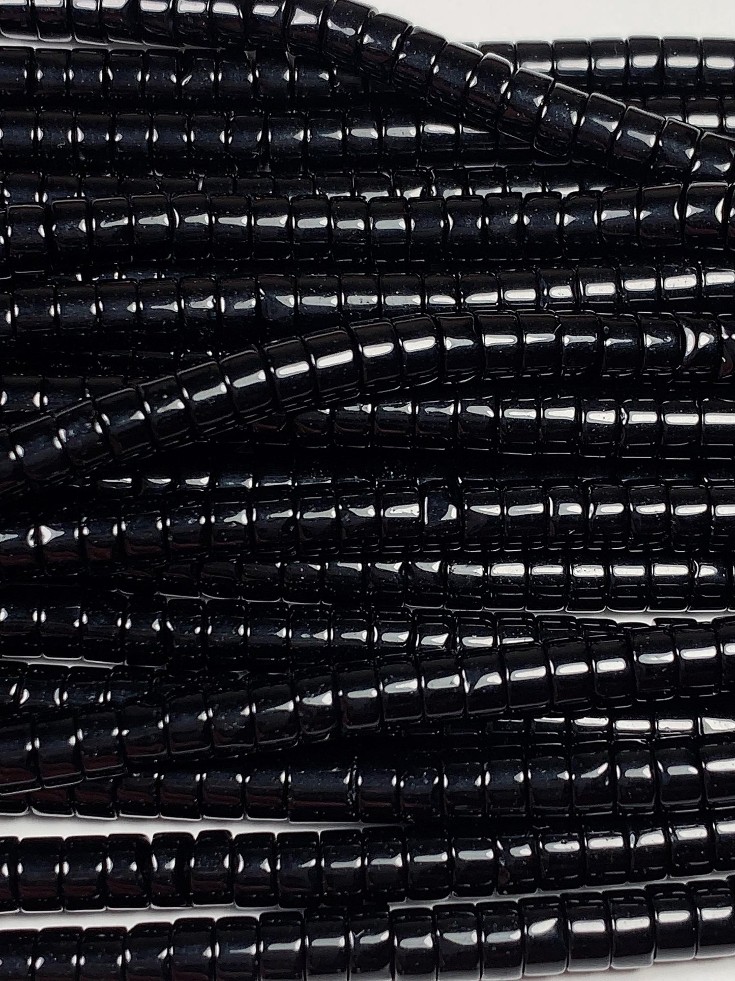 2x4mm Natural Black Obsidian Heishi Disc Beads 15 Strand Gemstone