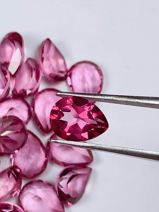 6x8mm Genuine Natural Pink Topaz ( foil) Loose Gems Gemstone faceted drop cut