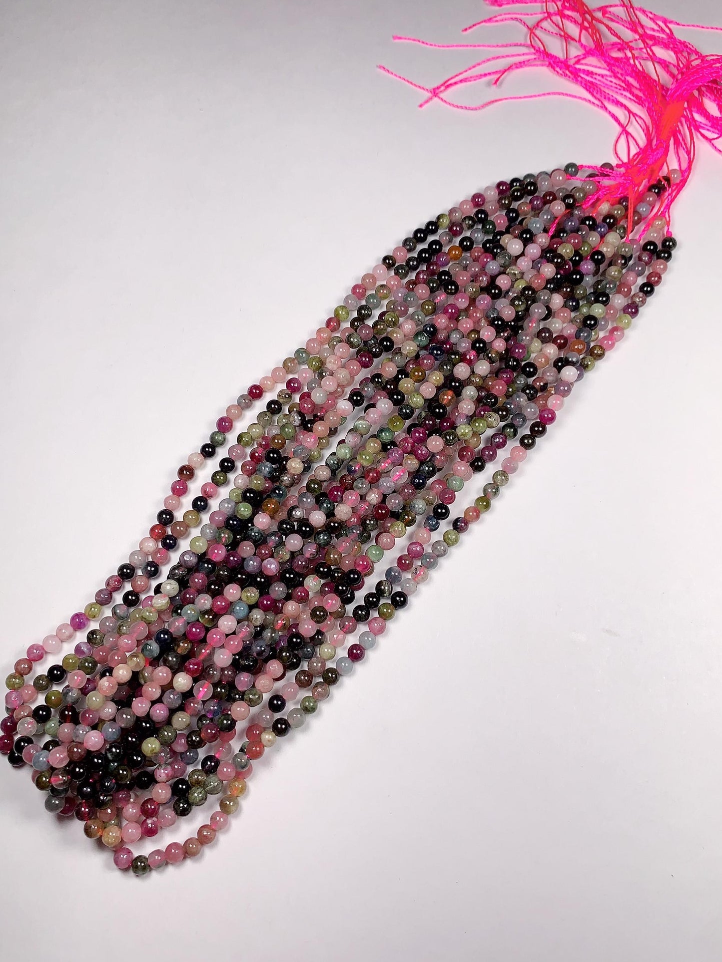 Natural Good Color Rainbow Tourmaline Smooth Round Beads 15.5 Strand Genuine Gemstone