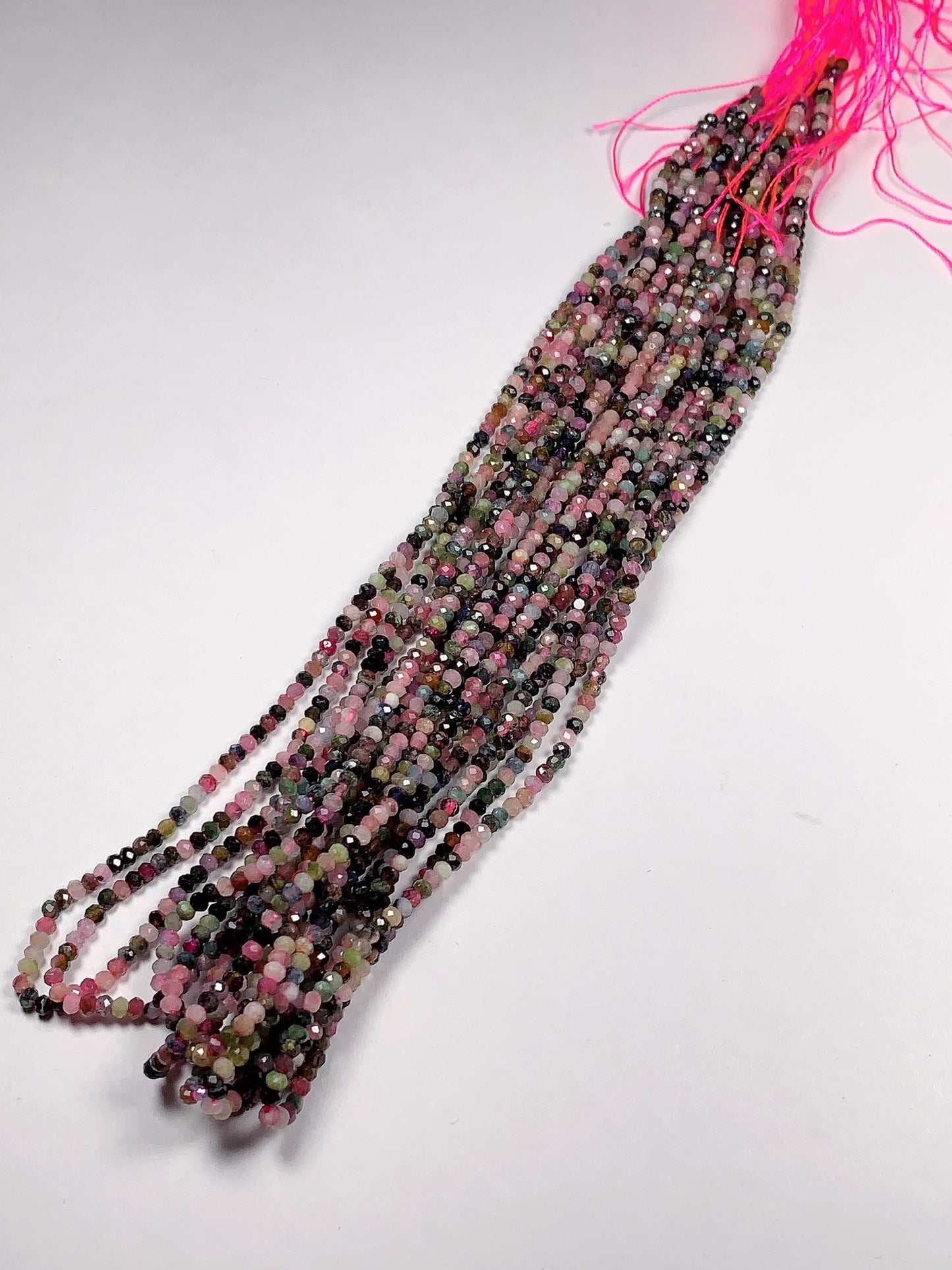 2x3mm Rainbow Tourmaline Faceted Rondelle Beads: Natural Gemstone Strand