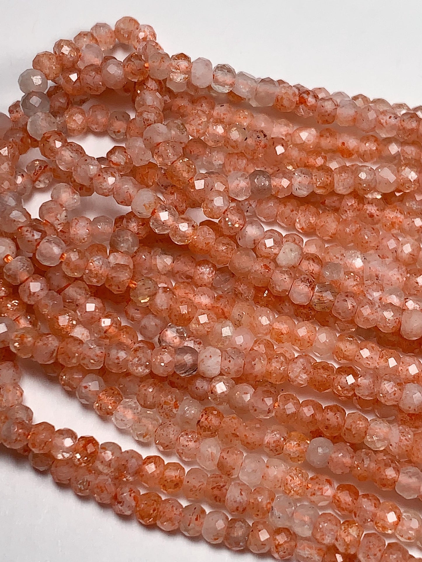 2x3mm  Grade AAA Natural Orange Sunstone Faceted Rondelle Beads 15.5" Strand