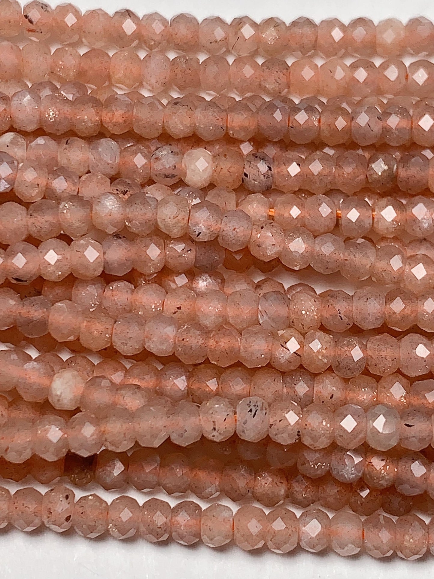 2x3mm  Grade AAA Natural light Orange Sunstone Faceted Rondelle Beads 15.5" Strand