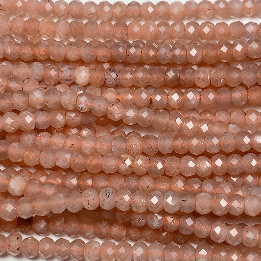 2x3mm  Grade AAA Natural light Orange Sunstone Faceted Rondelle Beads 15.5" Strand
