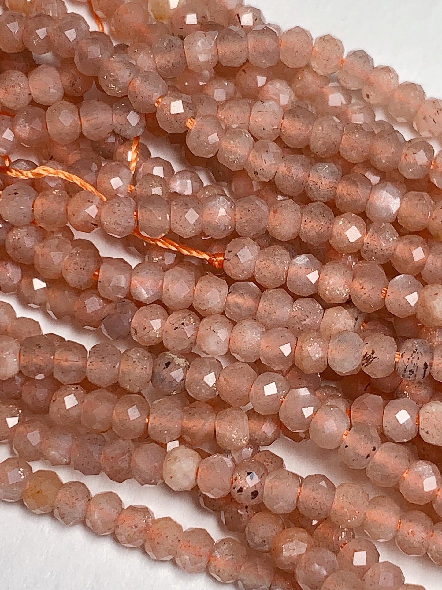 2x3mm  Grade AAA Natural light Orange Sunstone Faceted Rondelle Beads 15.5" Strand