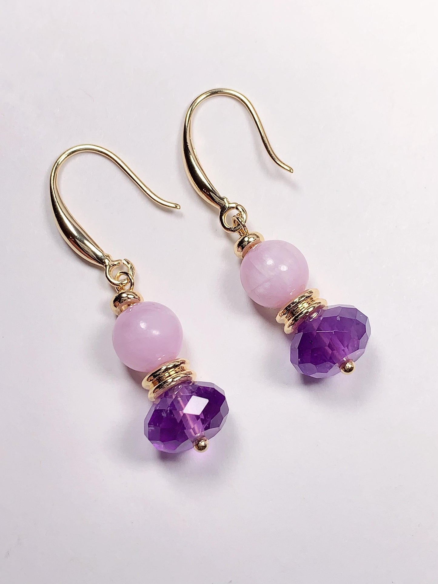 Amethyst Kunzite 14K Gold Filled Earrings: February Birthstone
