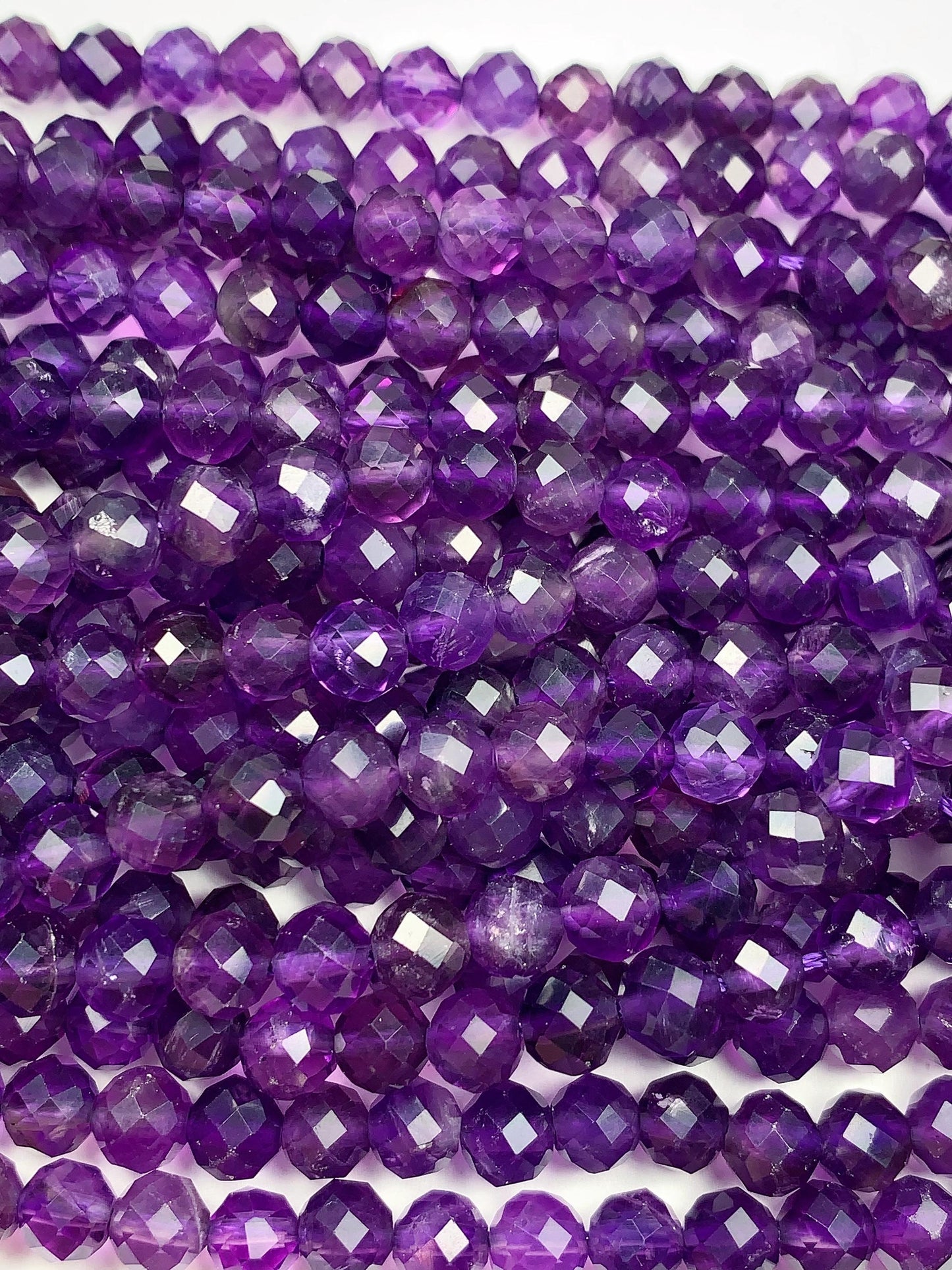 Grade AAA Genuine Natural deep Purple Amethyst faceted Round Beads 15.5" Strand