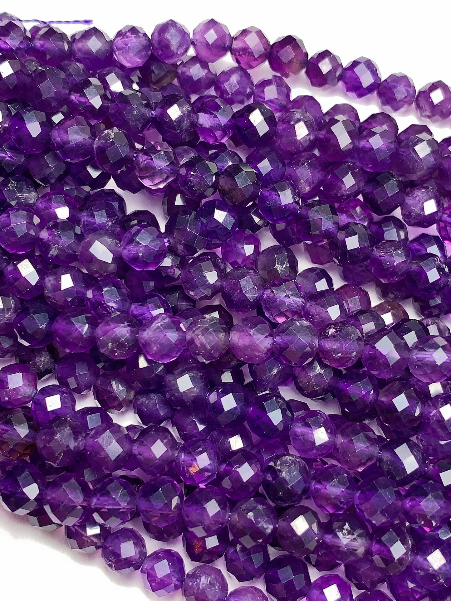 Grade AAA Genuine Natural deep Purple Amethyst faceted Round Beads 15.5" Strand