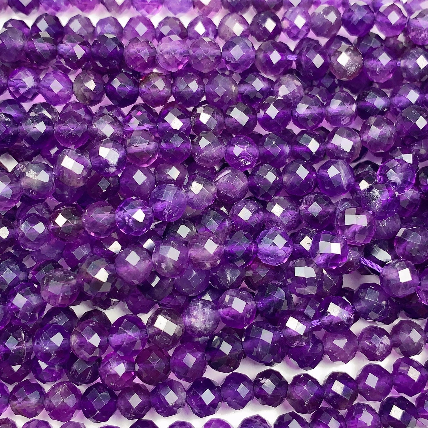 Grade AAA Genuine Natural deep Purple Amethyst faceted Round Beads 15.5" Strand