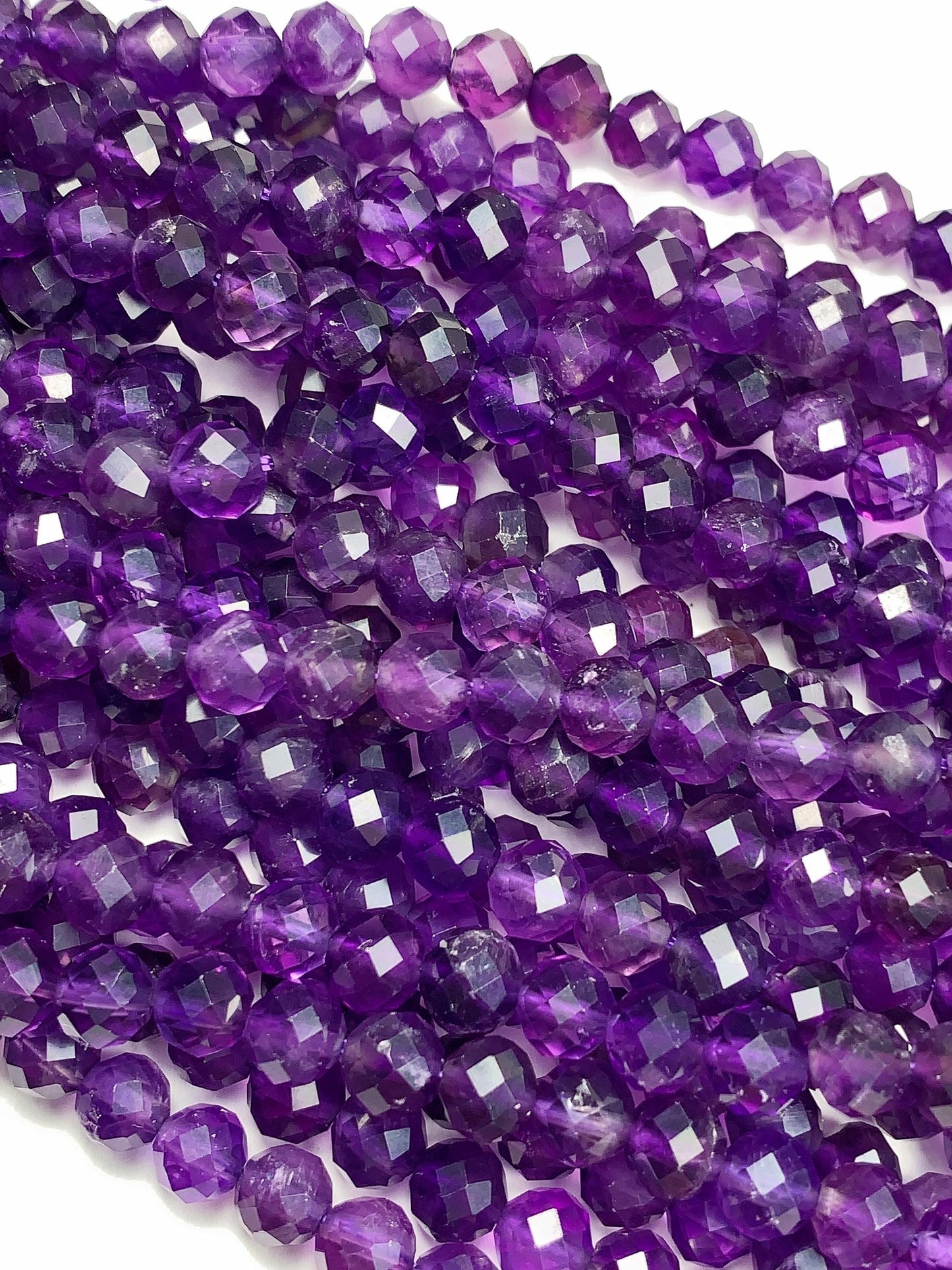 Grade AAA Genuine Natural deep Purple Amethyst faceted Round Beads 15.5" Strand
