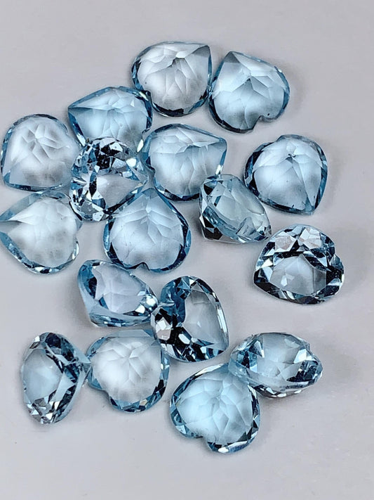 8mm Grade AAA Genuine Natural Blue Topaz Loose Gems Gemstone faceted heart cut