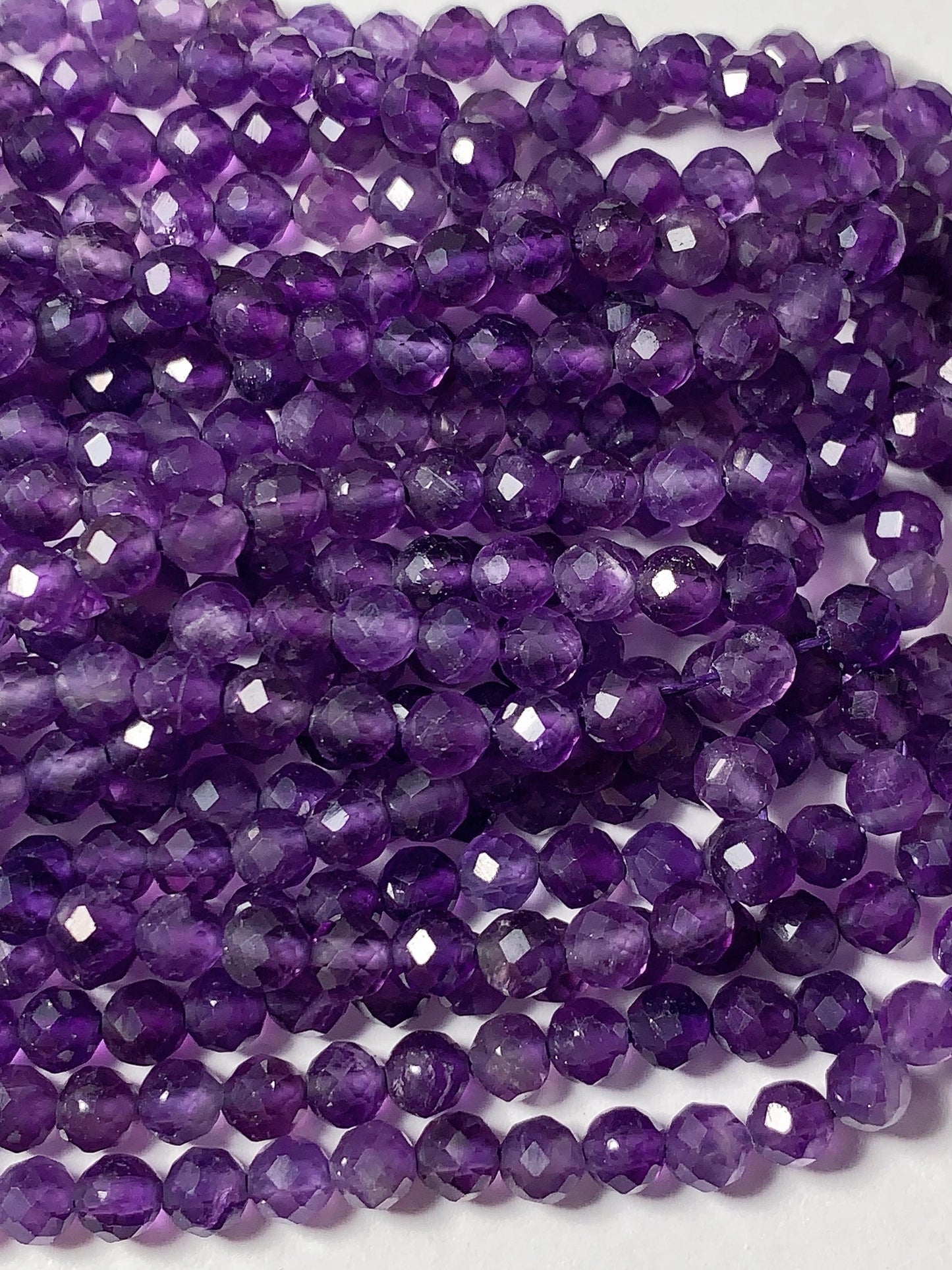 AAA Deep Purple Amethyst Faceted Round Beads: Natural Gemstone Strand