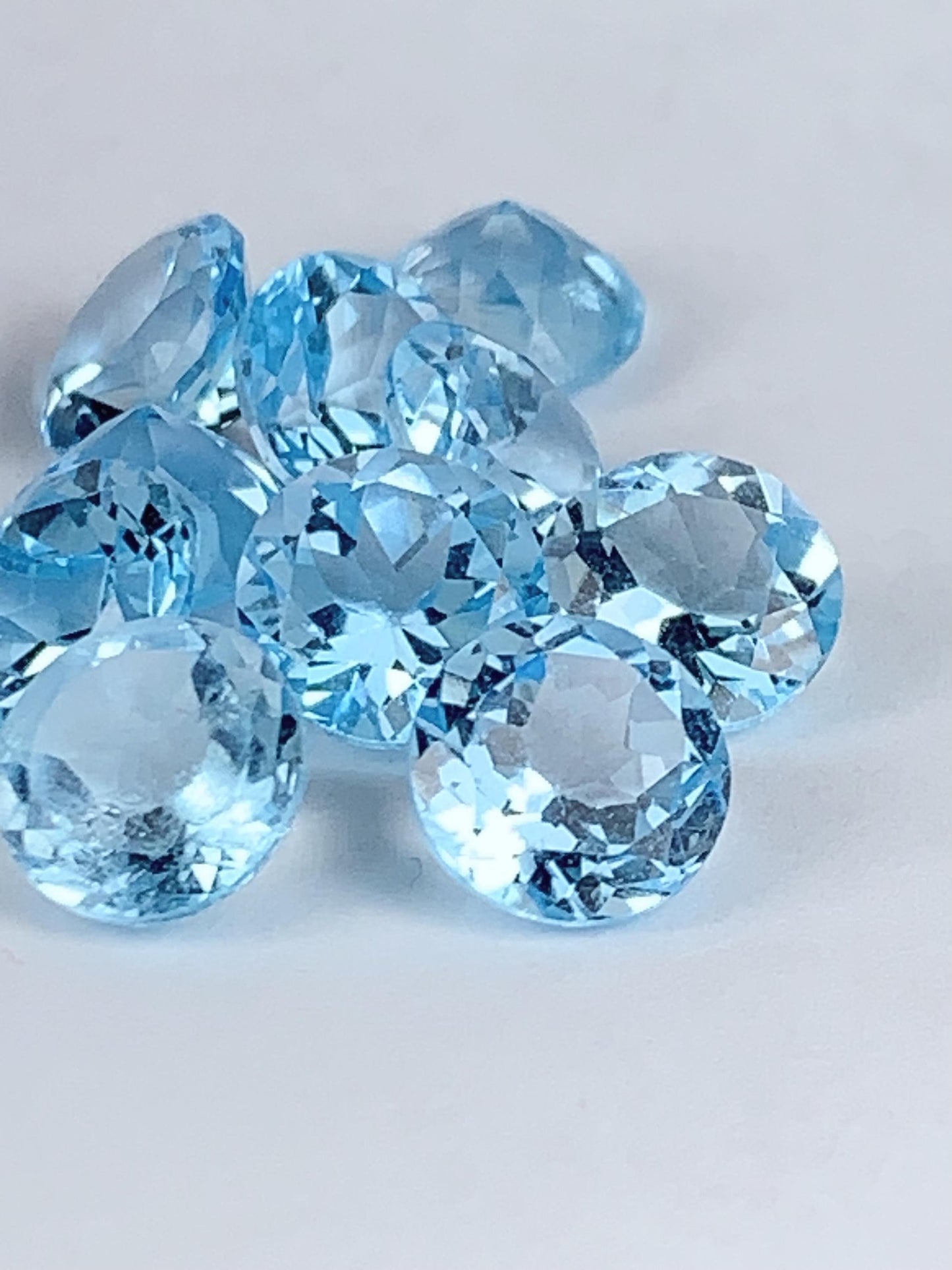 8mm Grade AAA Genuine Natural Blue Topaz  Loose Gems Gemstone faceted round cut