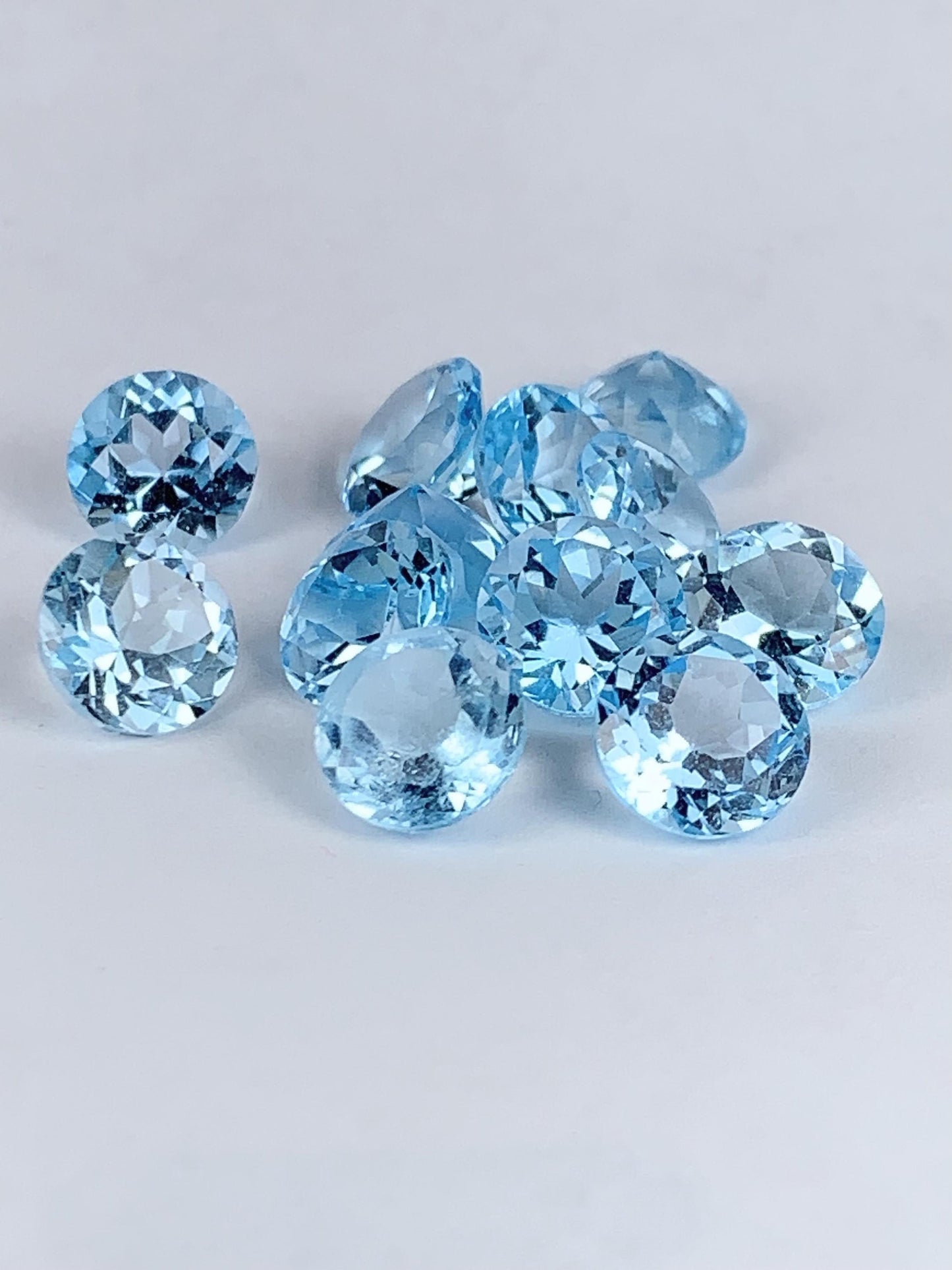 8mm Grade AAA Genuine Natural Blue Topaz  Loose Gems Gemstone faceted round cut