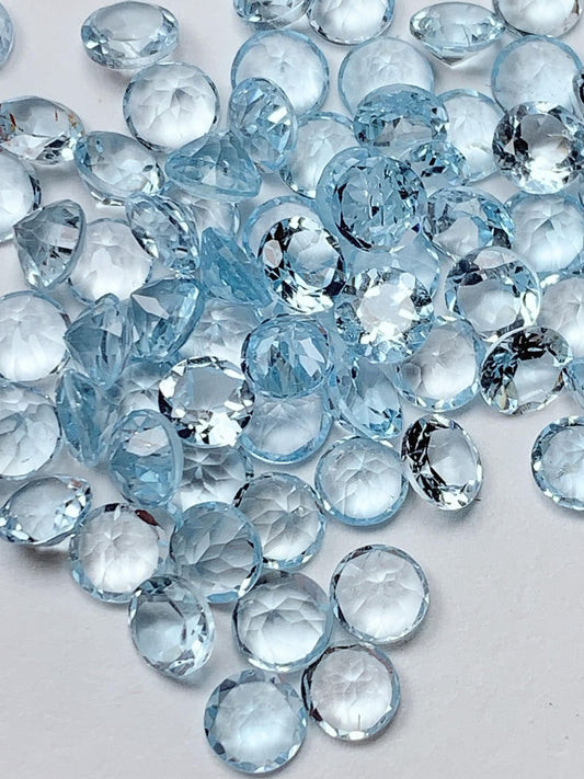 5mm Grade AAA Genuine Natural Blue Topaz  Loose Gems Gemstone faceted round cut