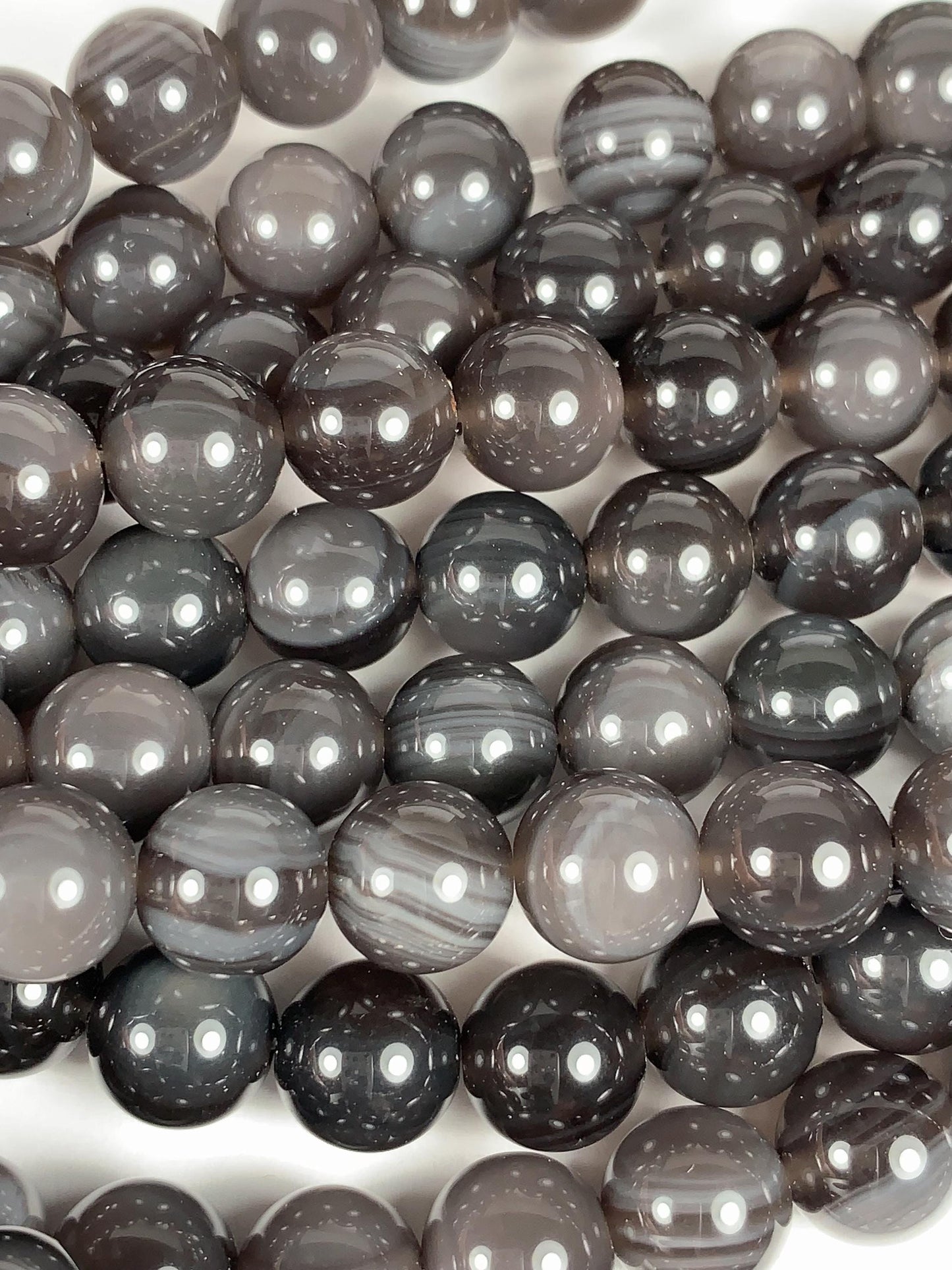 AAA Natural Stripe Rainbow Ice Obsidian Smooth Round Beads Strand 15.5" Gemstone