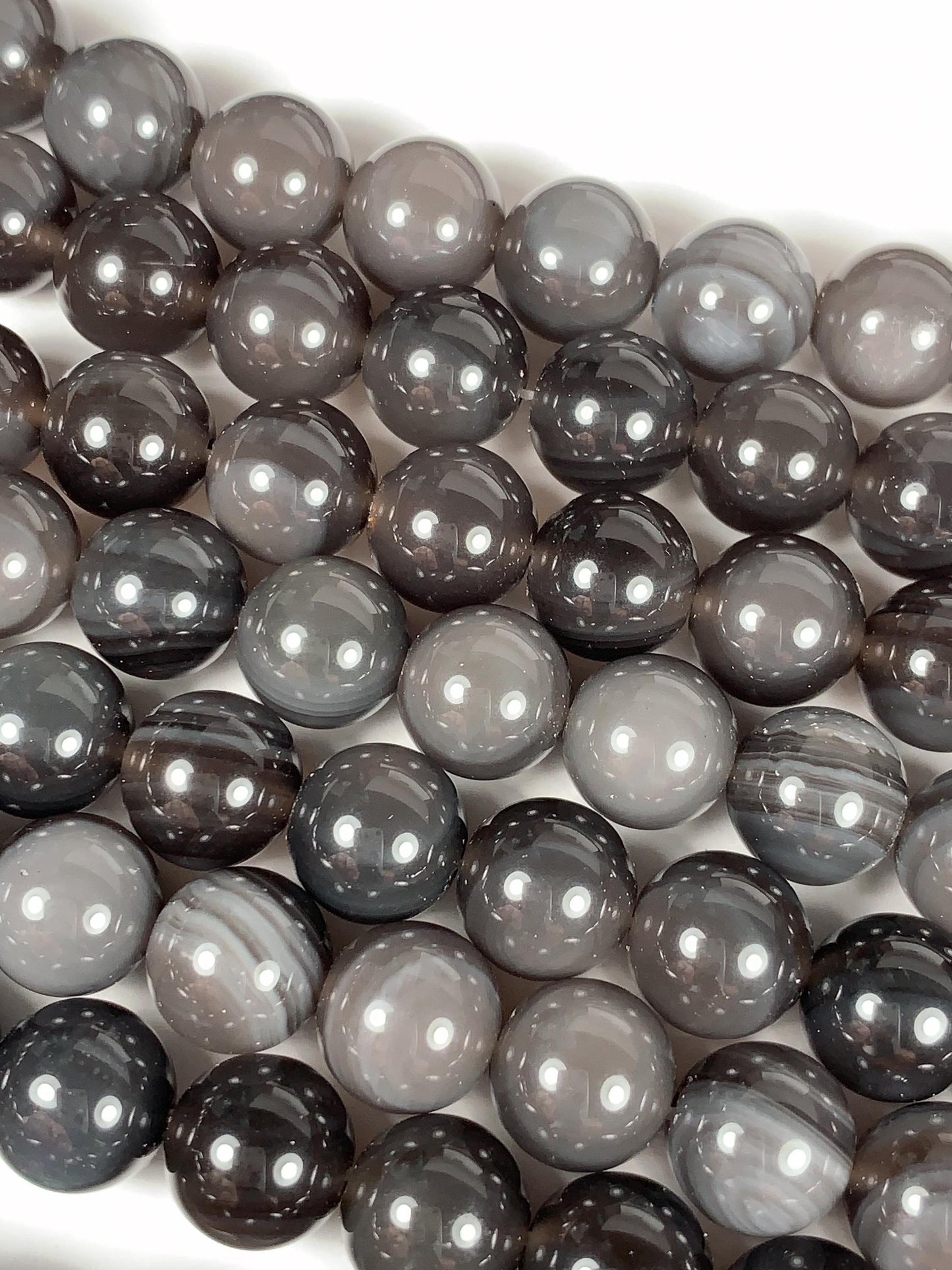 AAA Natural Stripe Rainbow Ice Obsidian Smooth Round Beads Strand 15.5" Gemstone