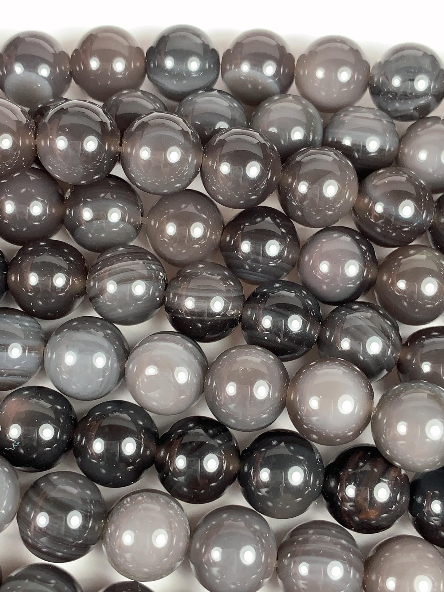 AAA Natural Stripe Rainbow Ice Obsidian Smooth Round Beads Strand 15.5" Gemstone