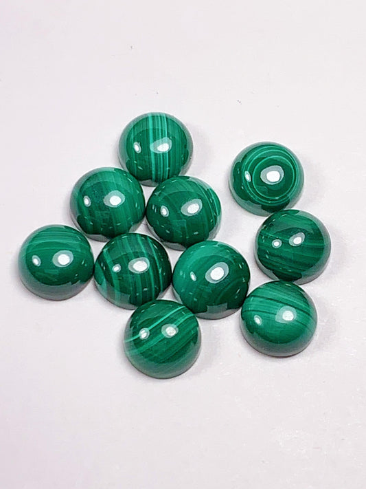 6mm AAA Grade Natural Green Malachite Gemstone: Half Round Cut