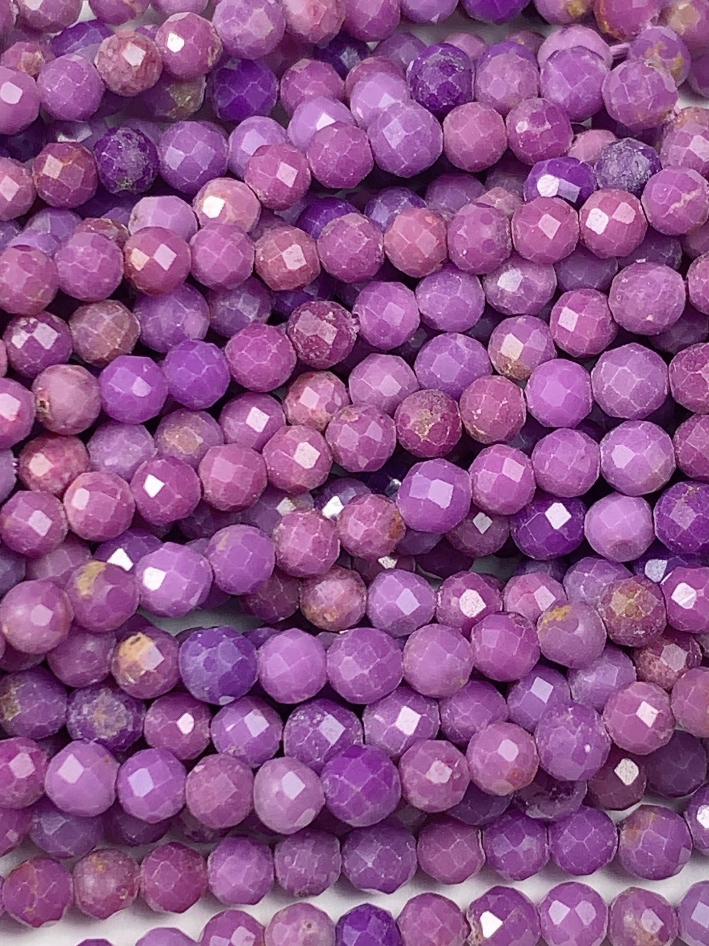 Grade AA Genuine Natural Purple Phosphosiderite Faceted Round Beads 15.5" Strand 2mm 3mm 4mm
