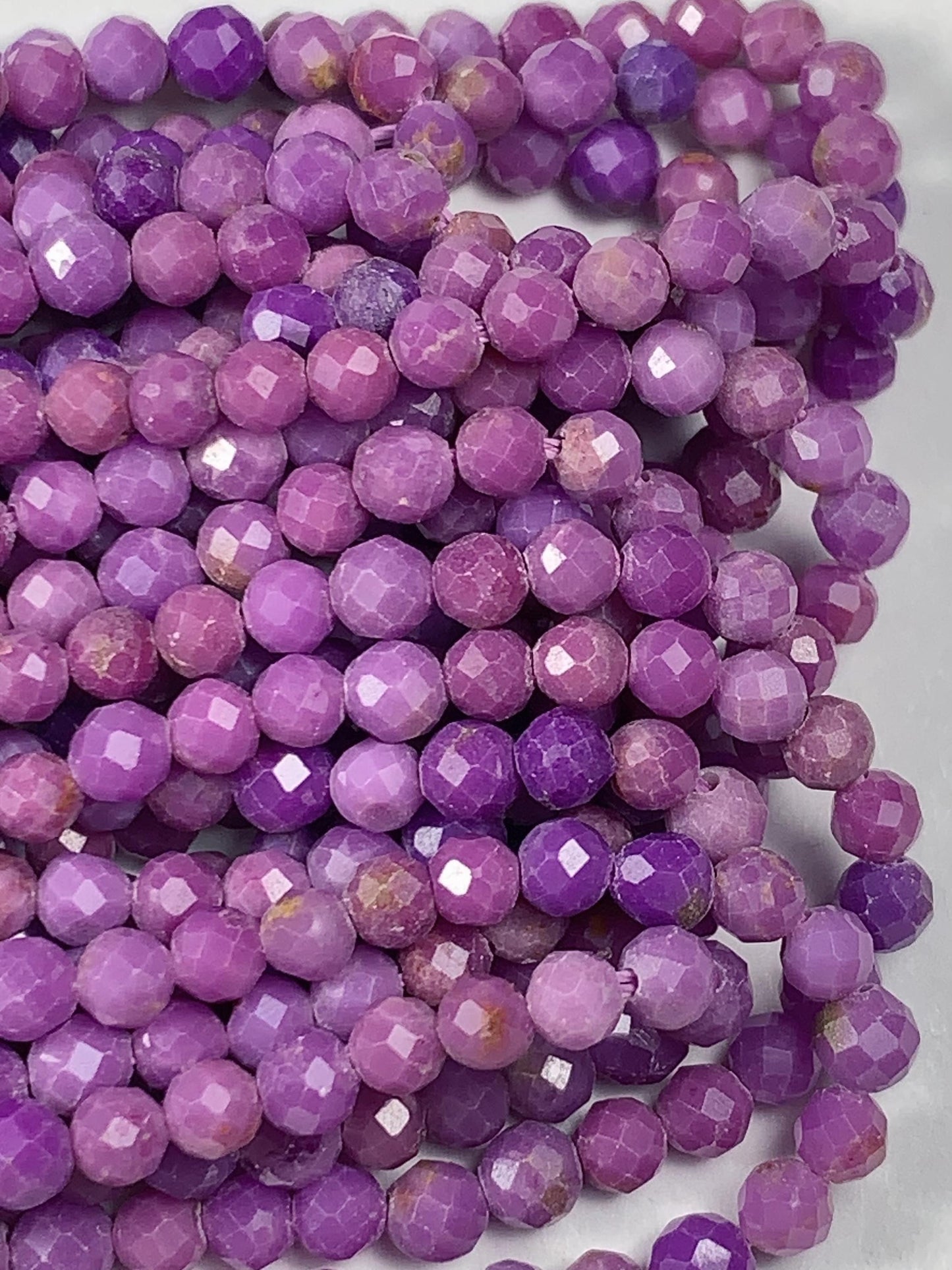 Grade AA Genuine Natural Purple Phosphosiderite Faceted Round Beads 15.5" Strand 2mm 3mm 4mm