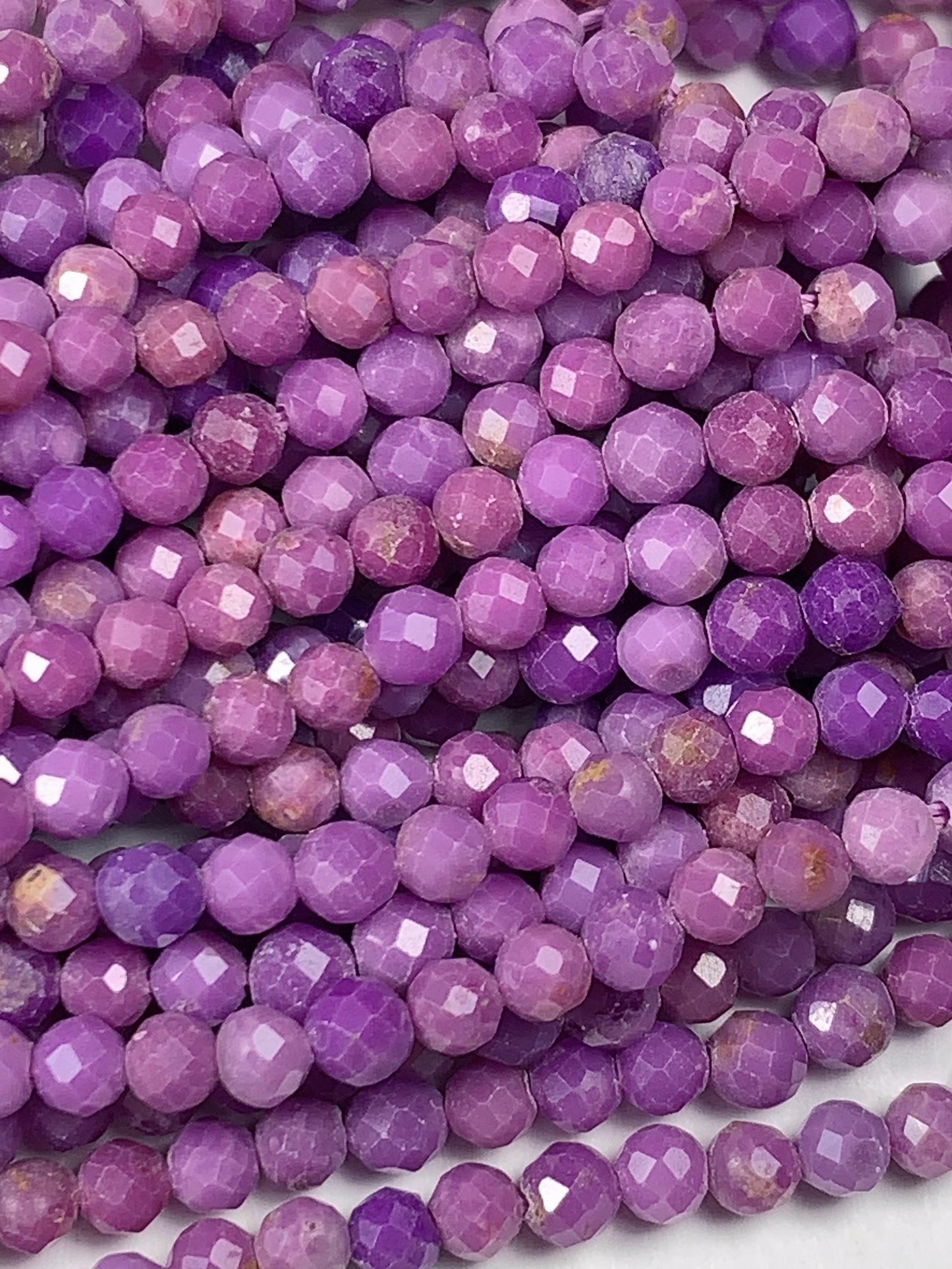 Grade AA Genuine Natural Purple Phosphosiderite Faceted Round Beads 15.5" Strand 2mm 3mm 4mm