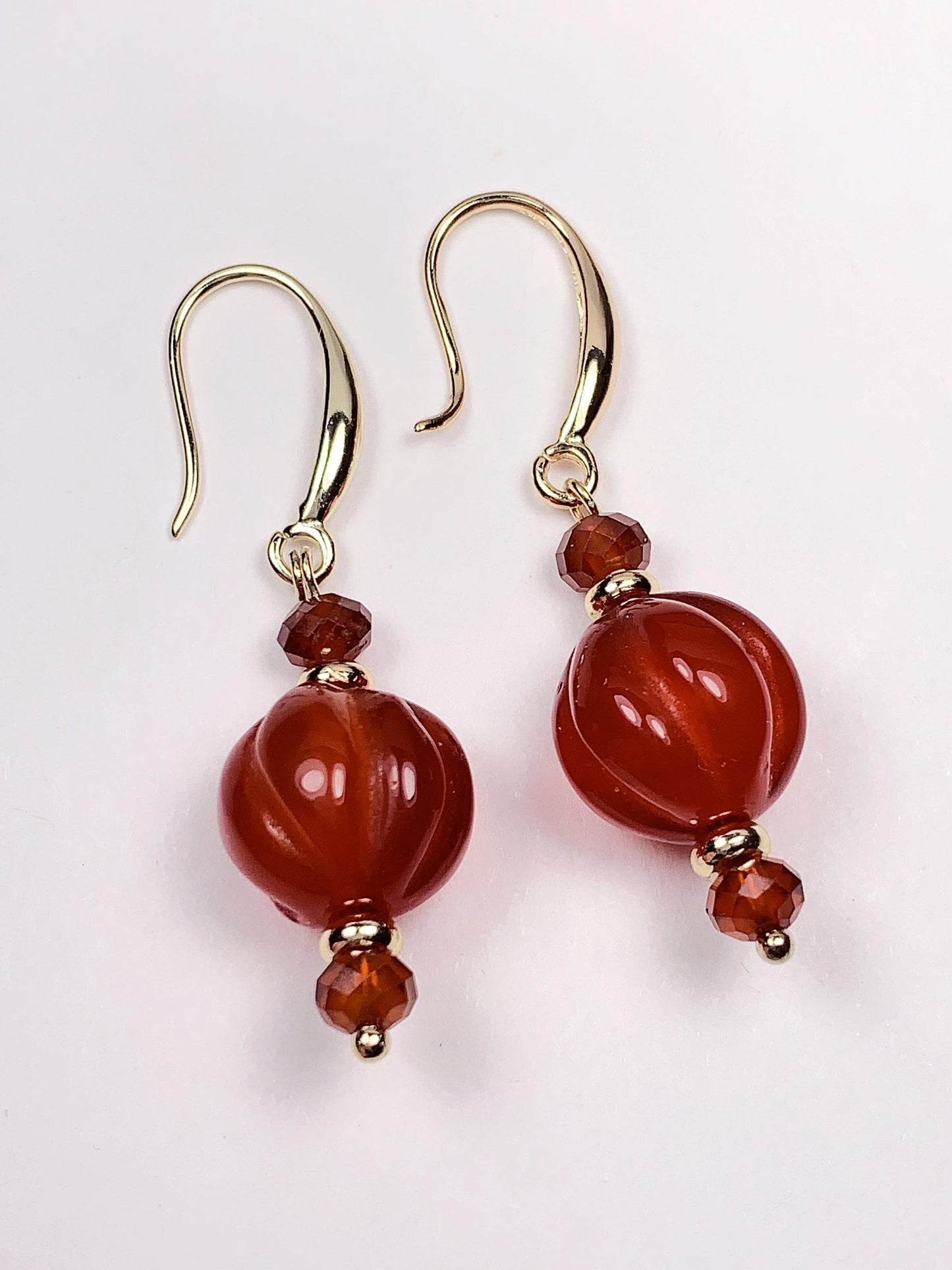 Agate and Garnet 14K Gold Filled Earrings: January Birthstone